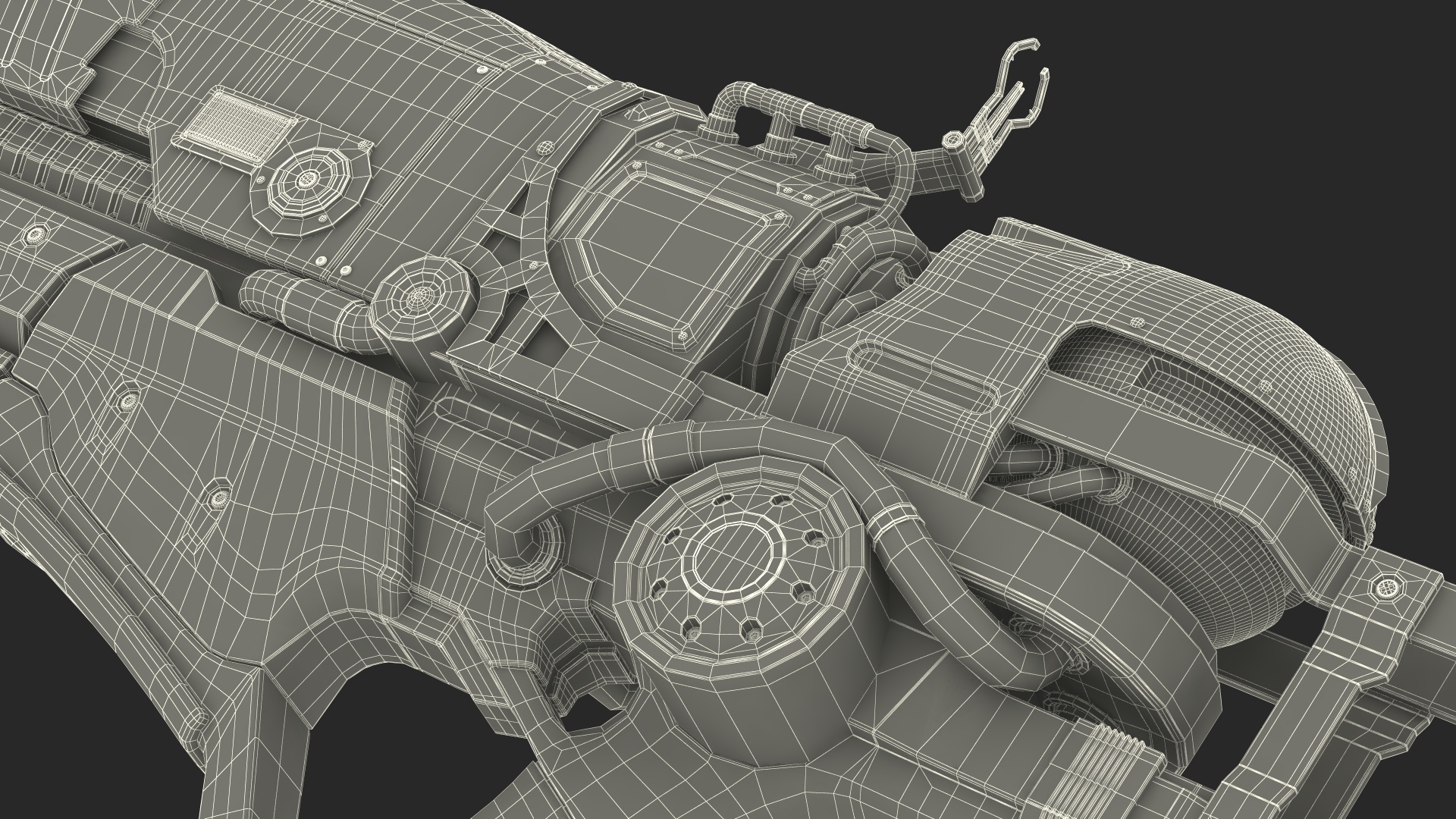 Sci Fi Rifle with Bayonet Red 3D model