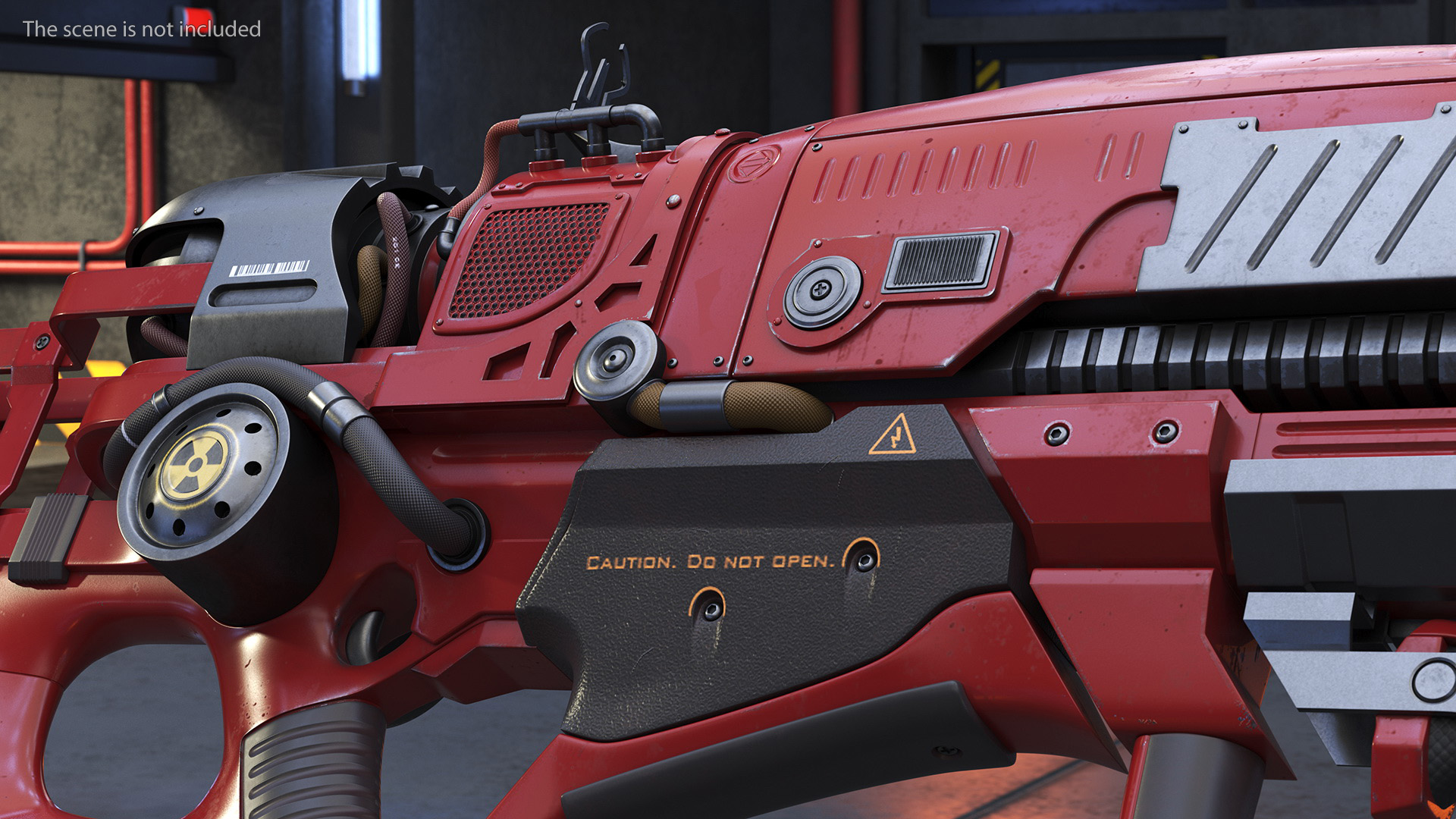 Sci Fi Rifle with Bayonet Red 3D model