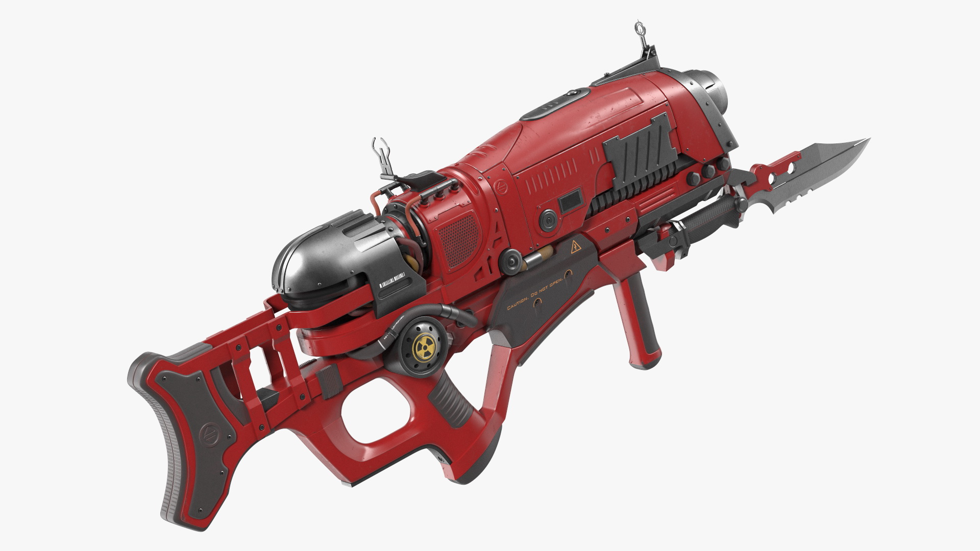 Sci Fi Rifle with Bayonet Red 3D model