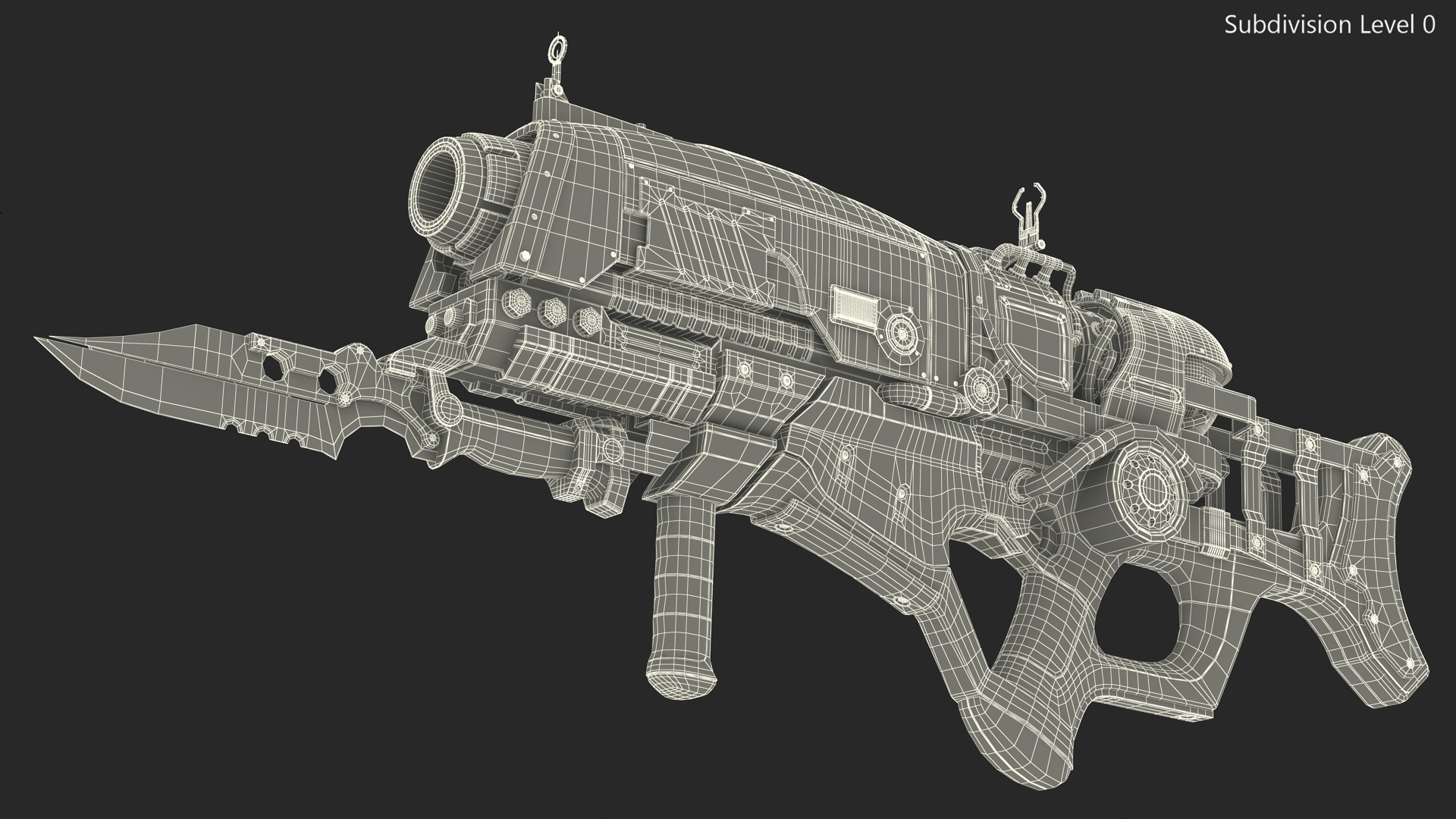 Sci Fi Rifle with Bayonet Red 3D model