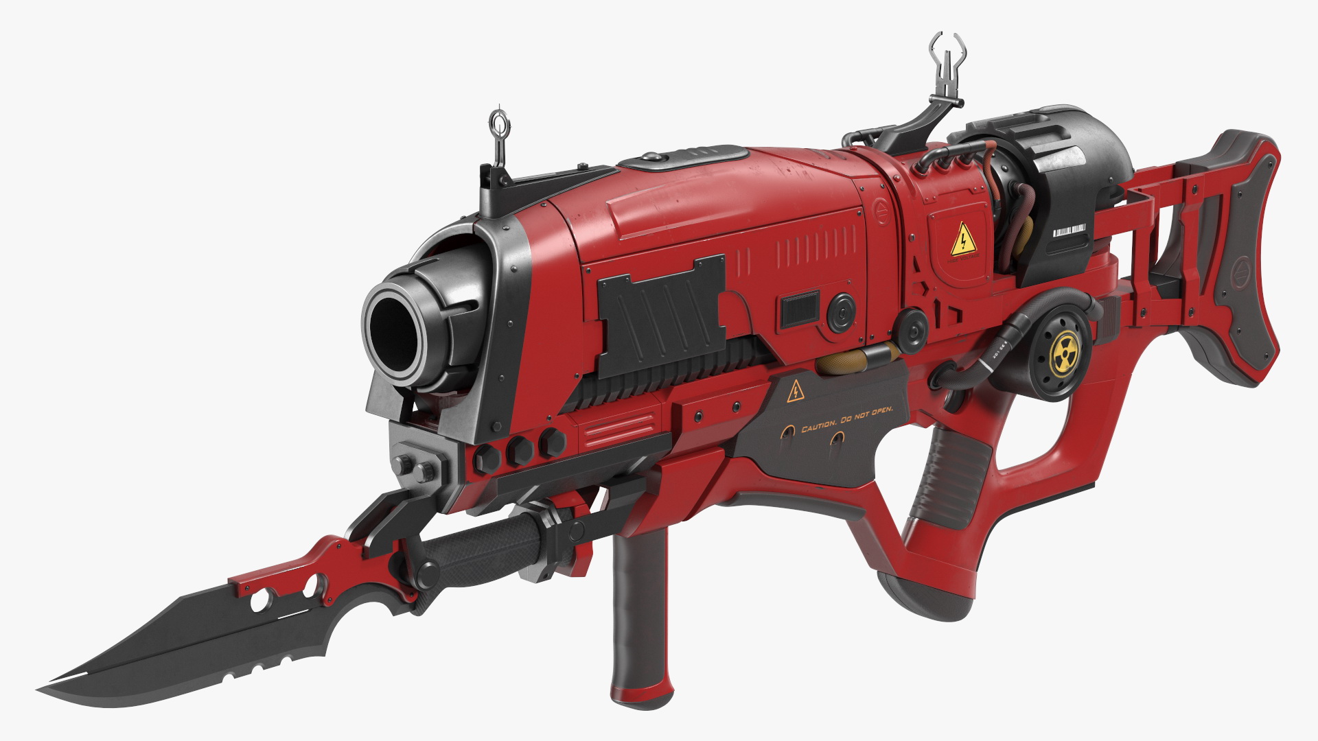 Sci Fi Rifle with Bayonet Red 3D model