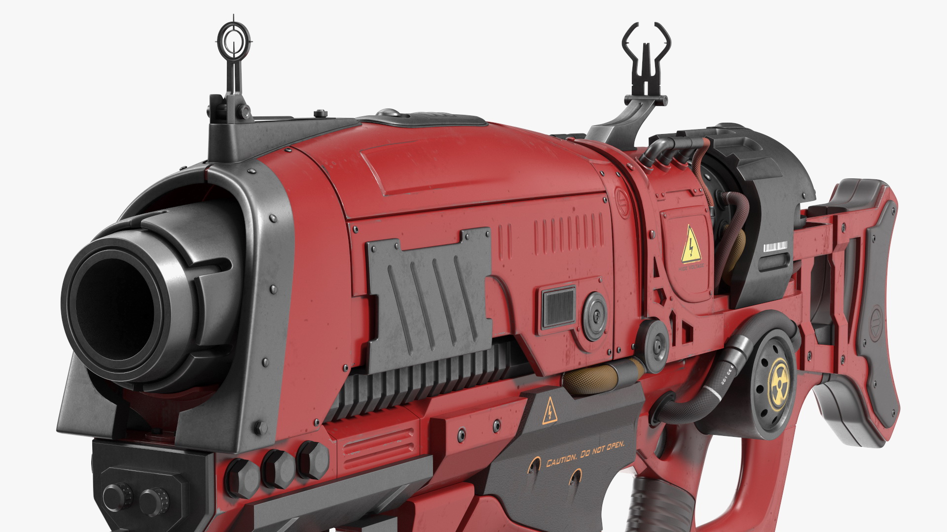 Sci Fi Rifle with Bayonet Red 3D model