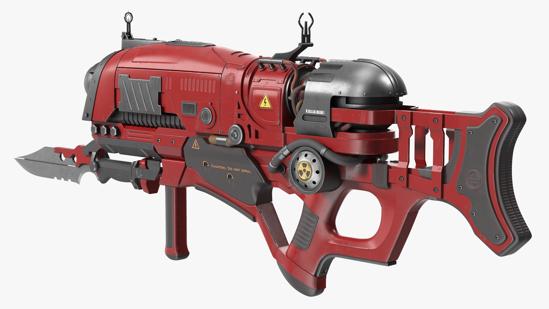 Sci Fi Rifle with Bayonet Red 3D model