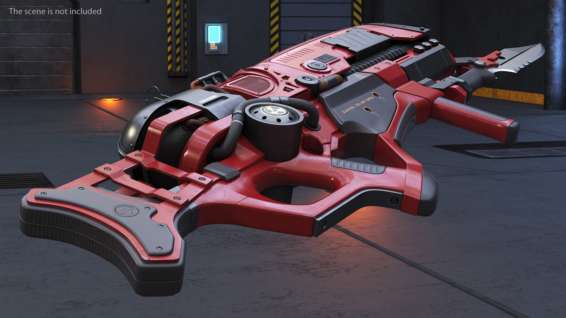 Sci Fi Rifle with Bayonet Red 3D model