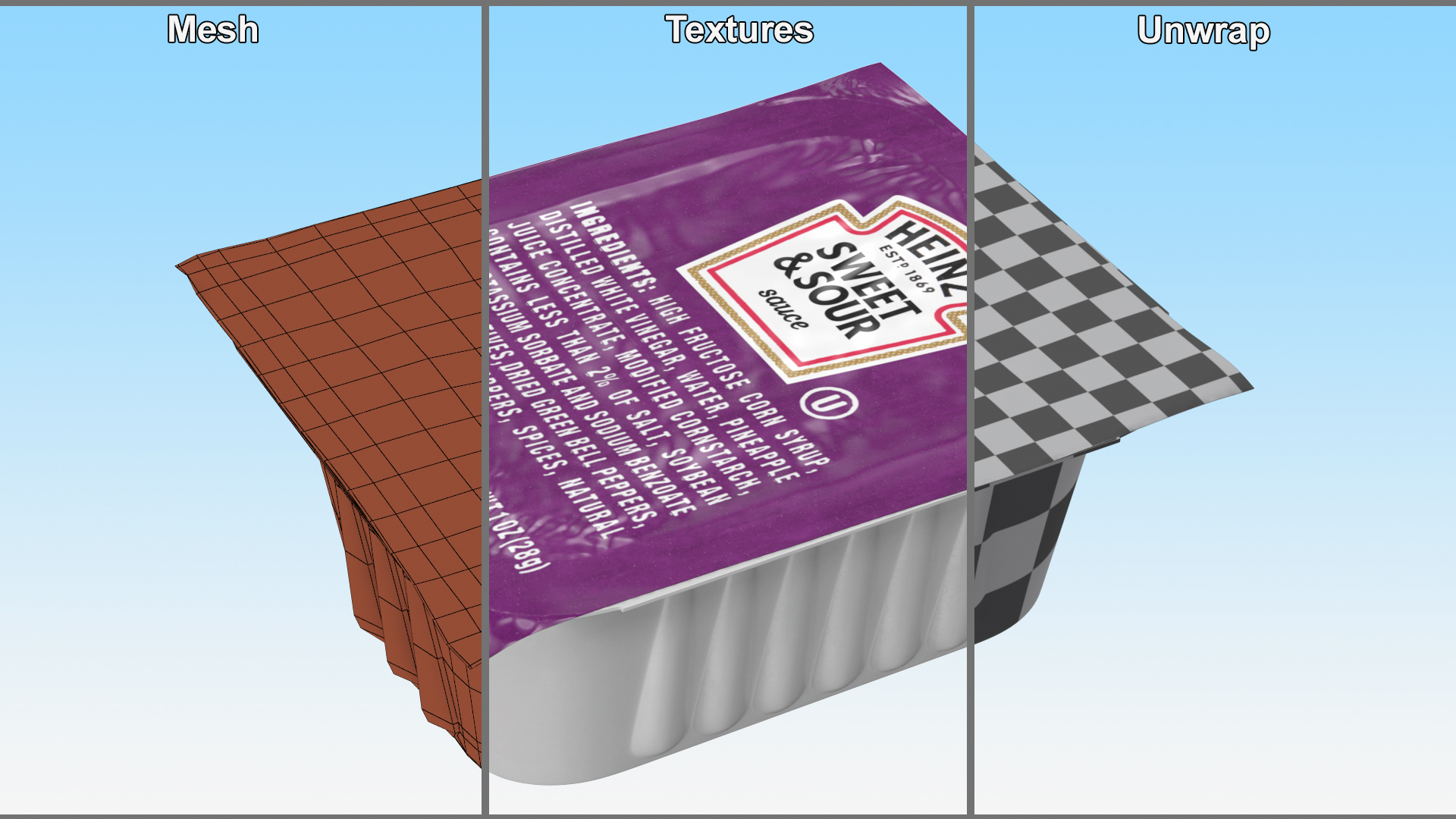 Sweet and Sour Sauce Dip Pot Heinz 3D model
