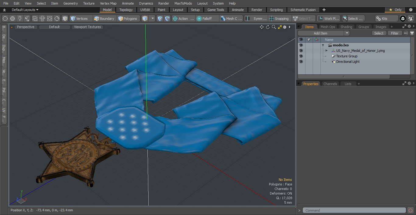 3D US Navy Medal of Honor Lying model