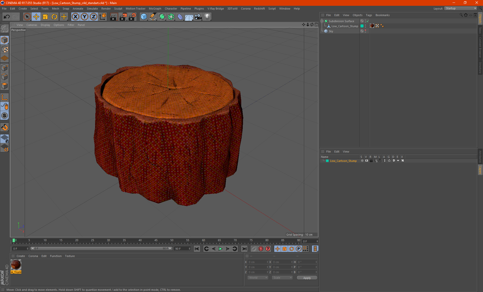 Low Cartoon Stump 3D