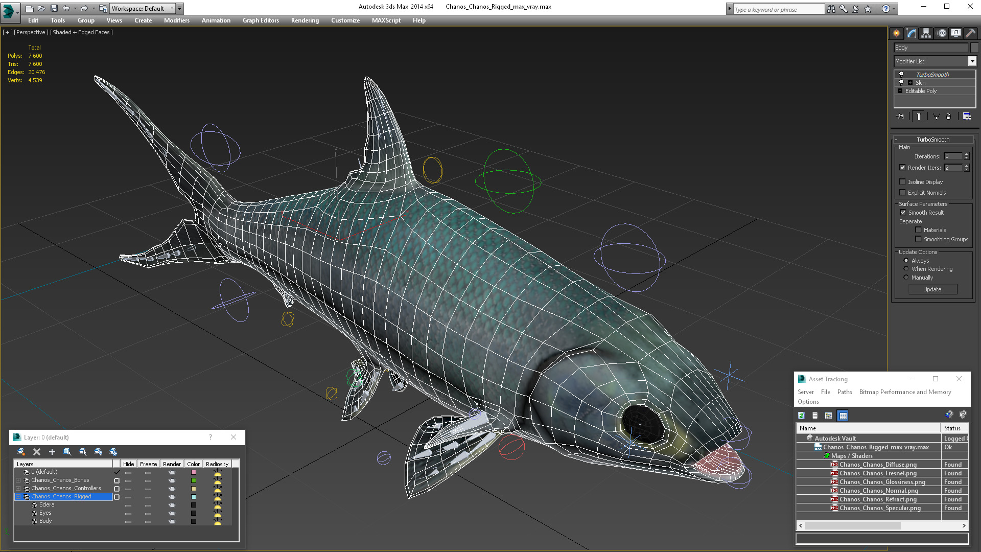 Chanos Chanos Rigged for Cinema 4D 3D model