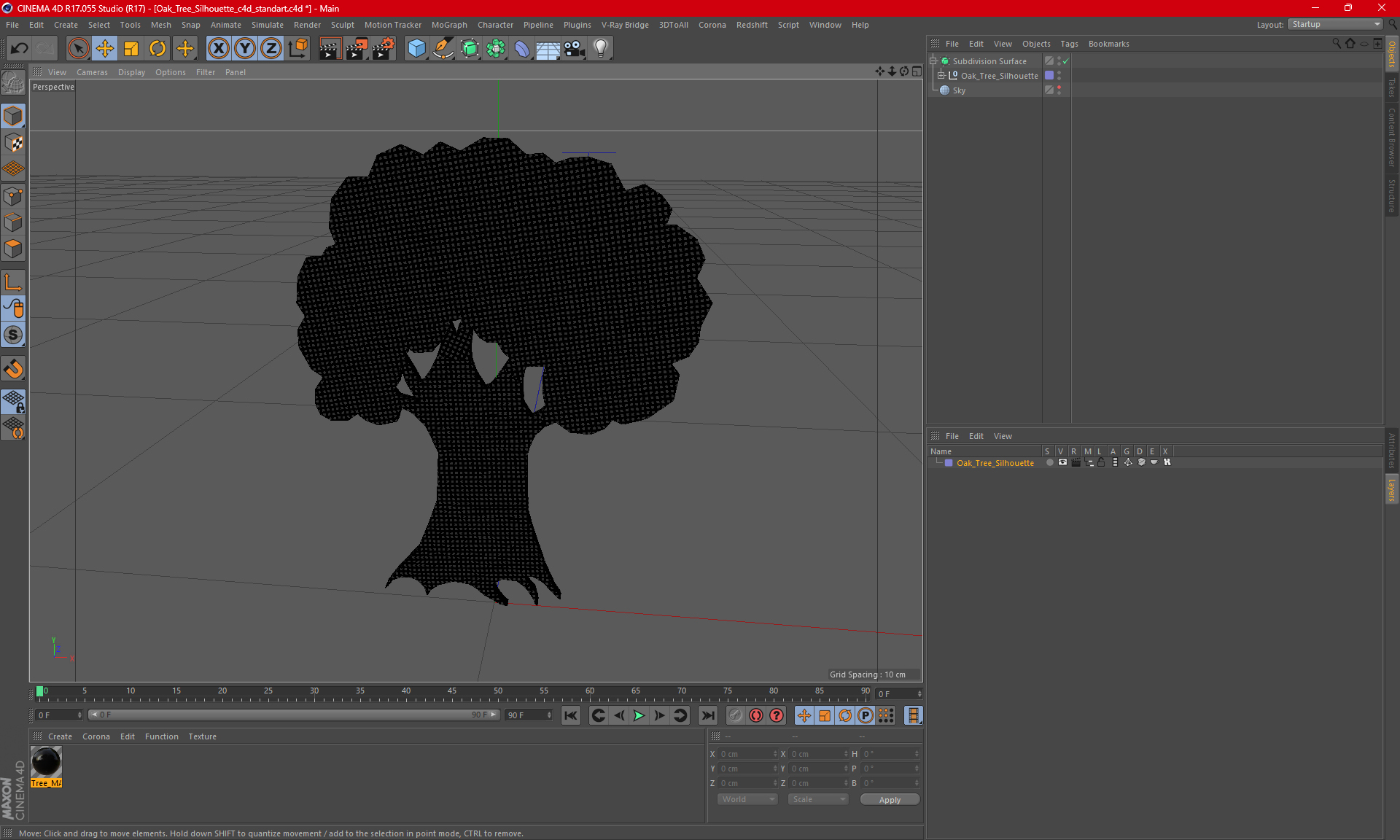 Oak Tree Silhouette 3D model