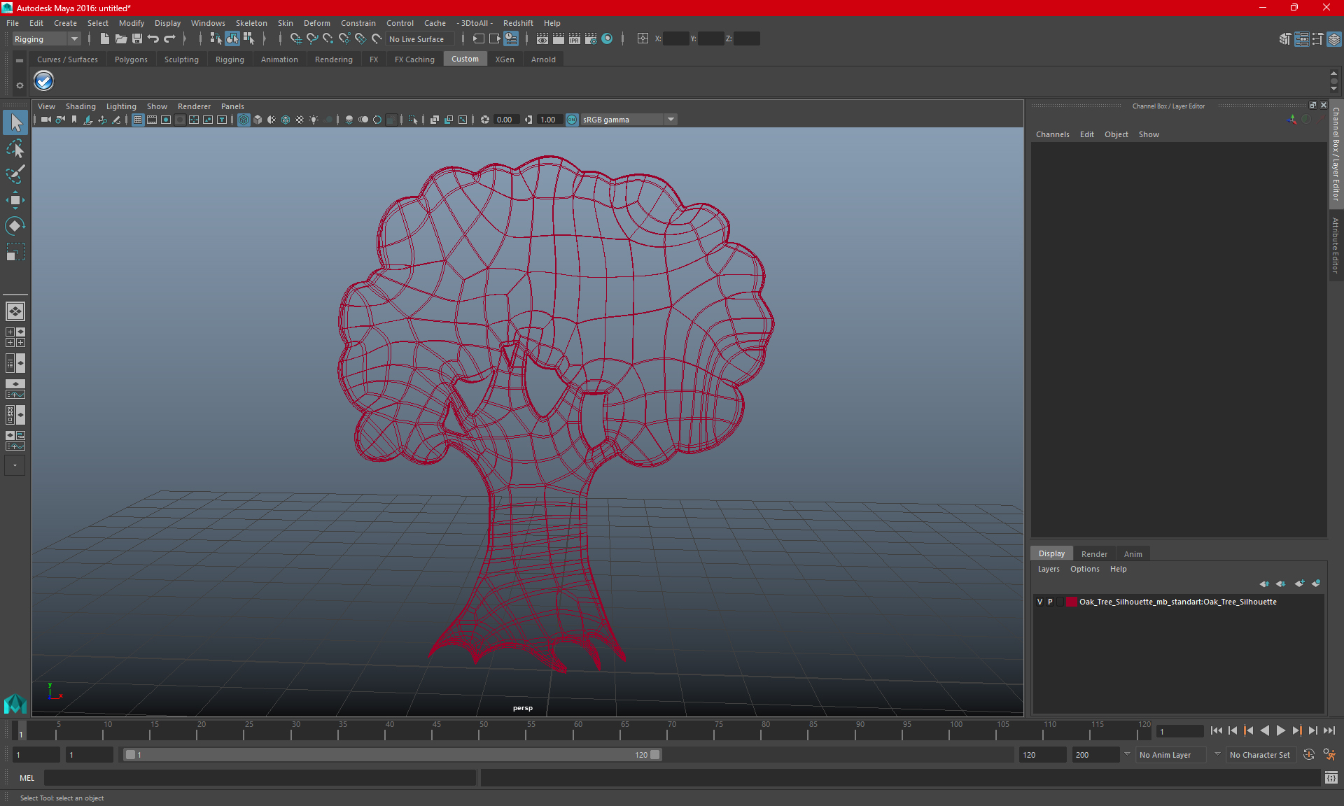 Oak Tree Silhouette 3D model