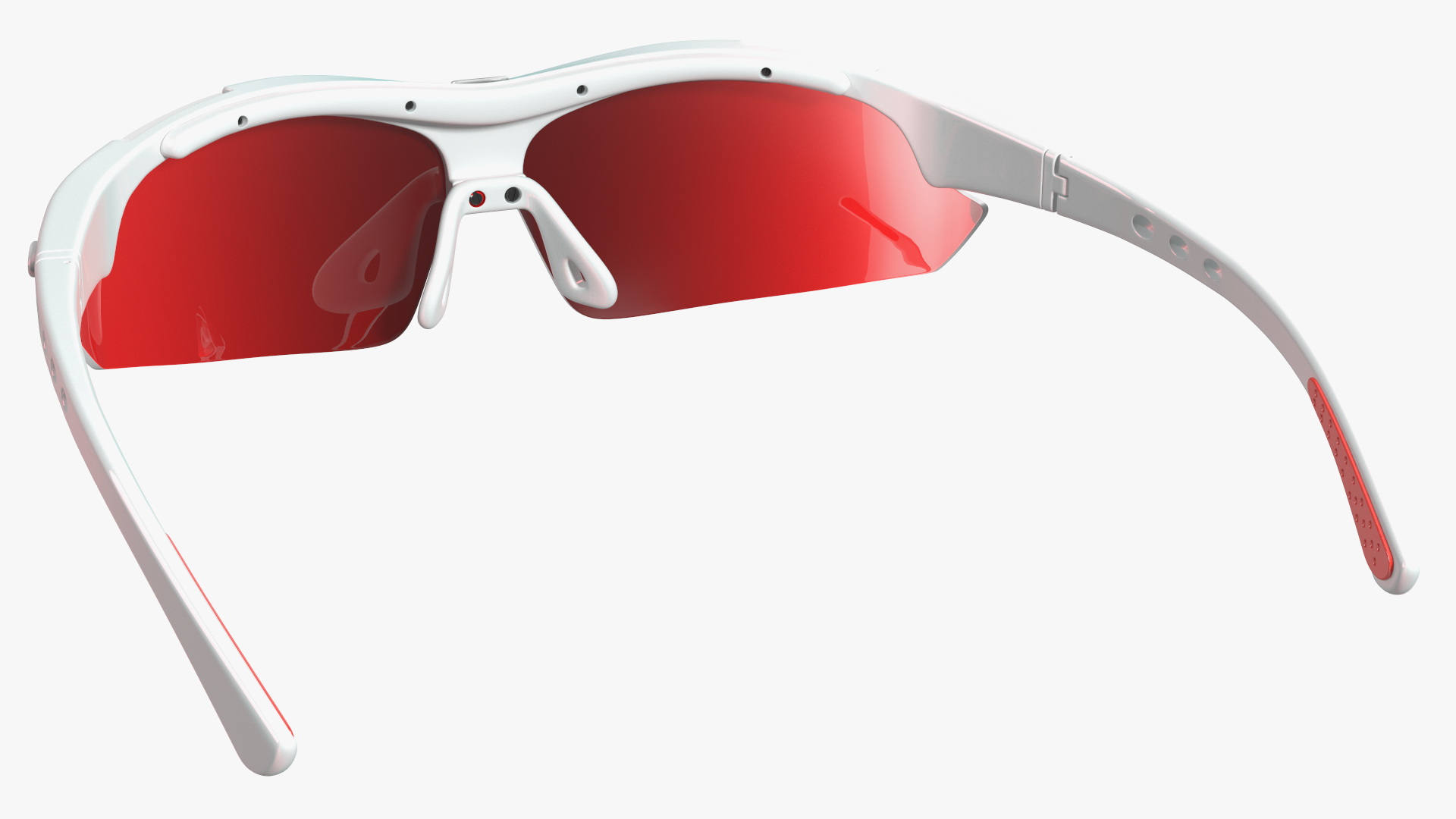 White Sport Sunglasses with Red Lenses Set 3D
