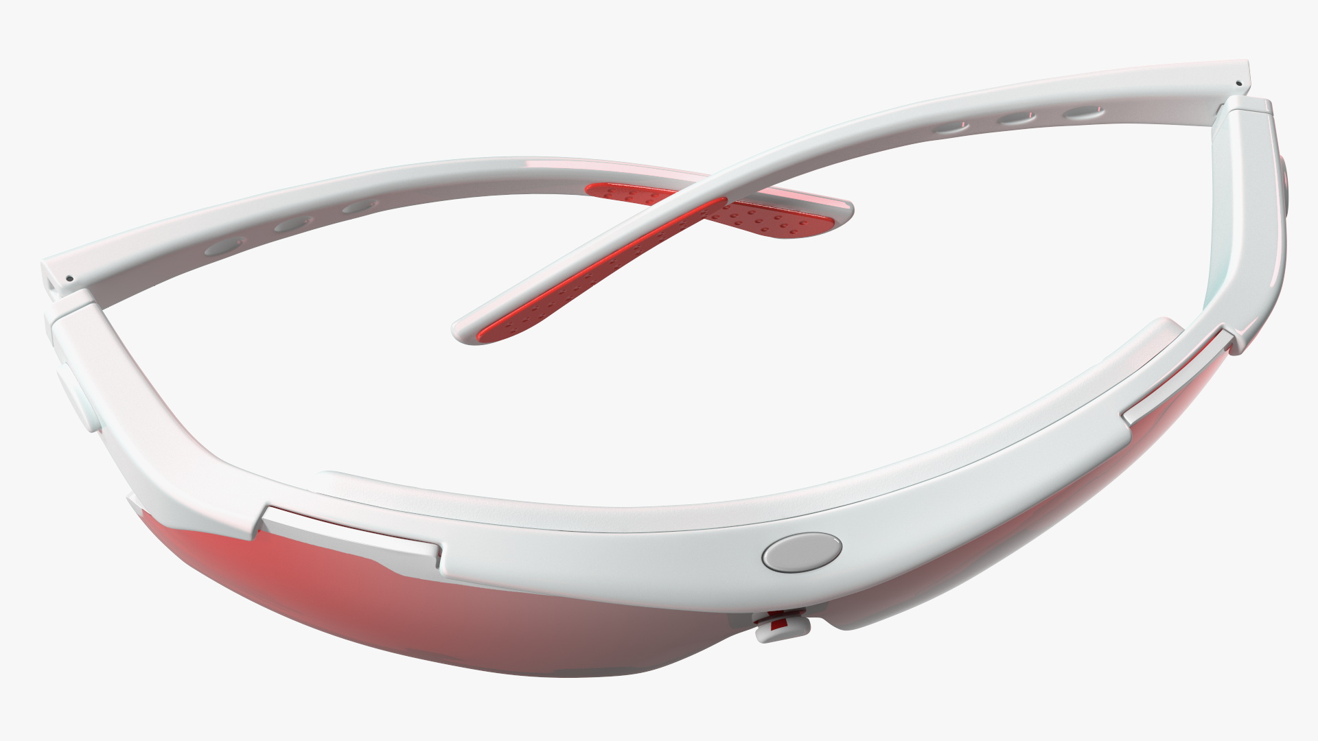 White Sport Sunglasses with Red Lenses Set 3D