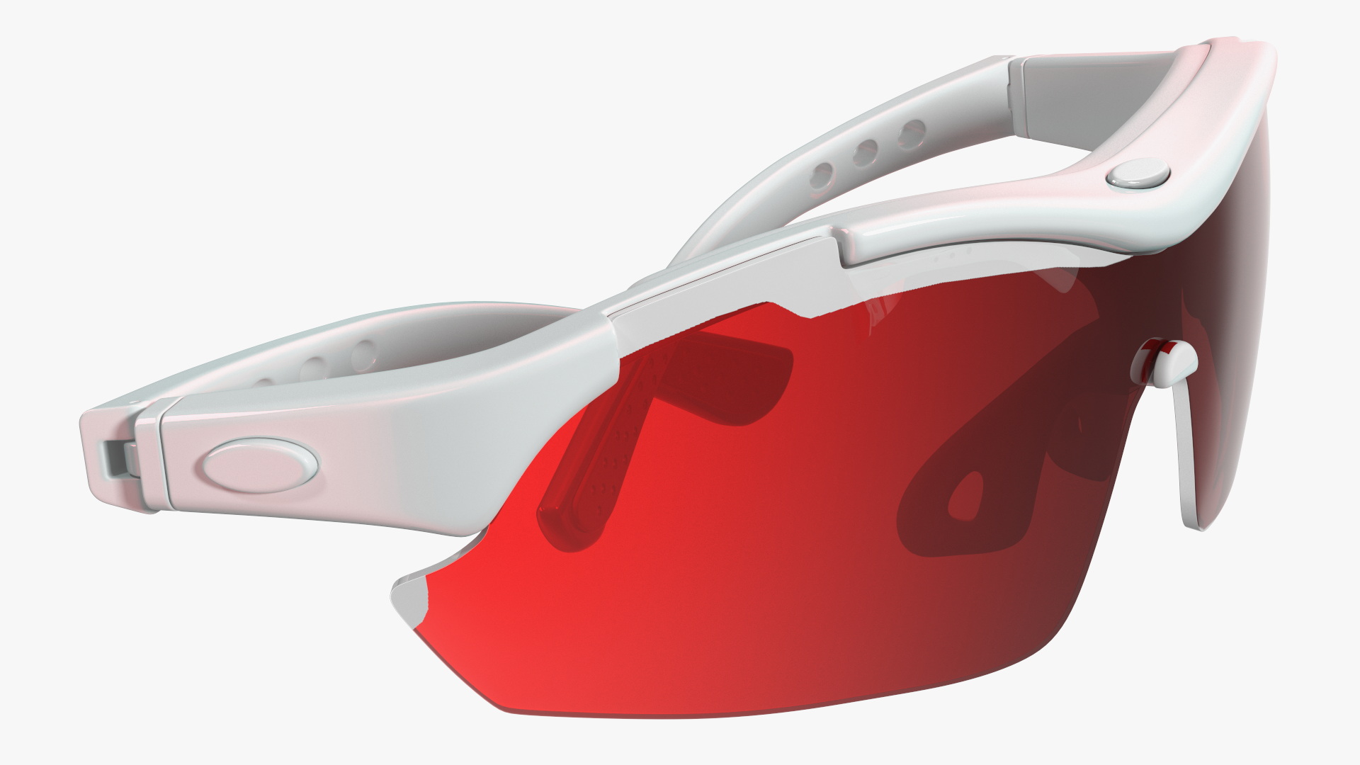 White Sport Sunglasses with Red Lenses Set 3D