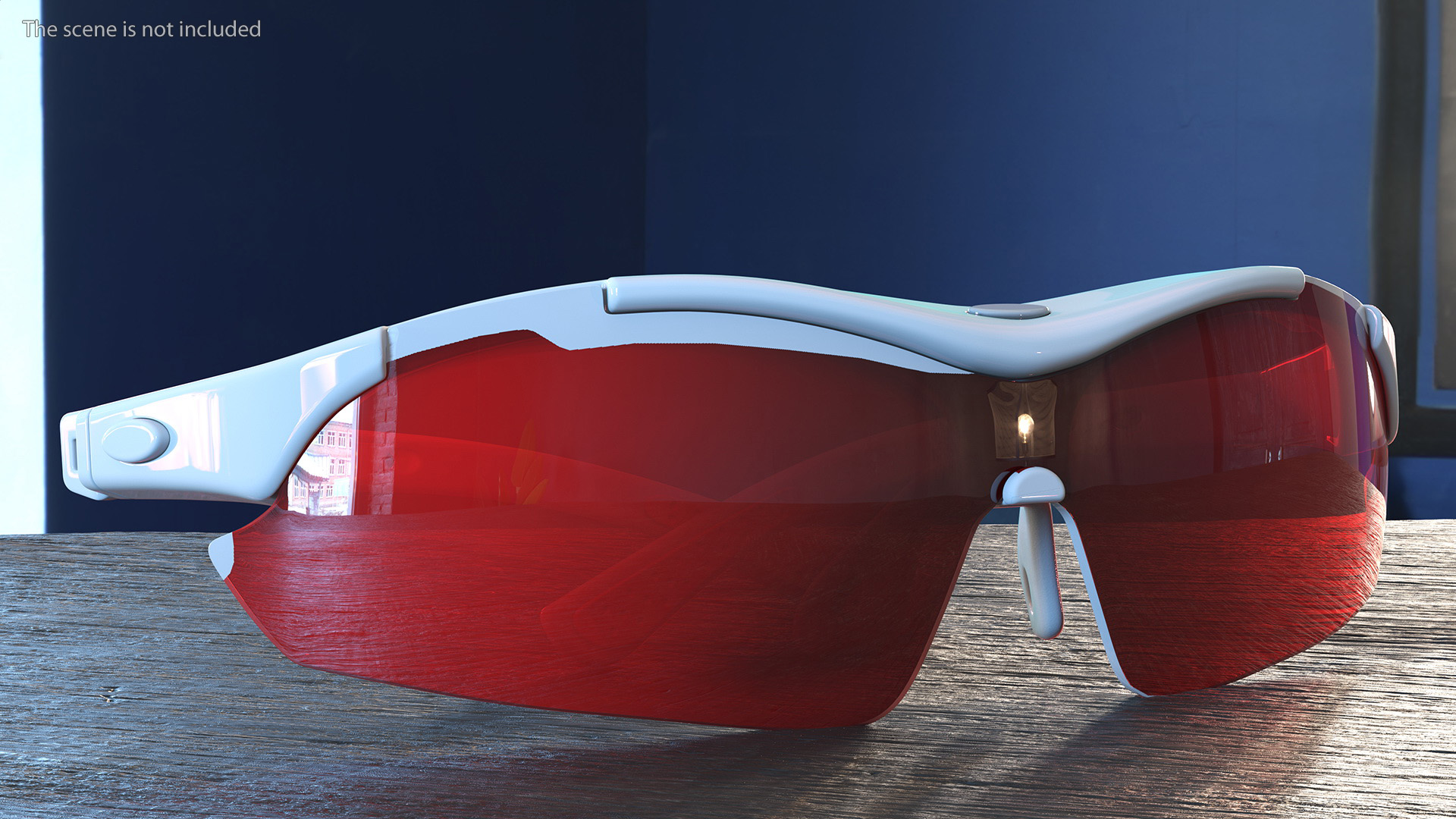 White Sport Sunglasses with Red Lenses Set 3D