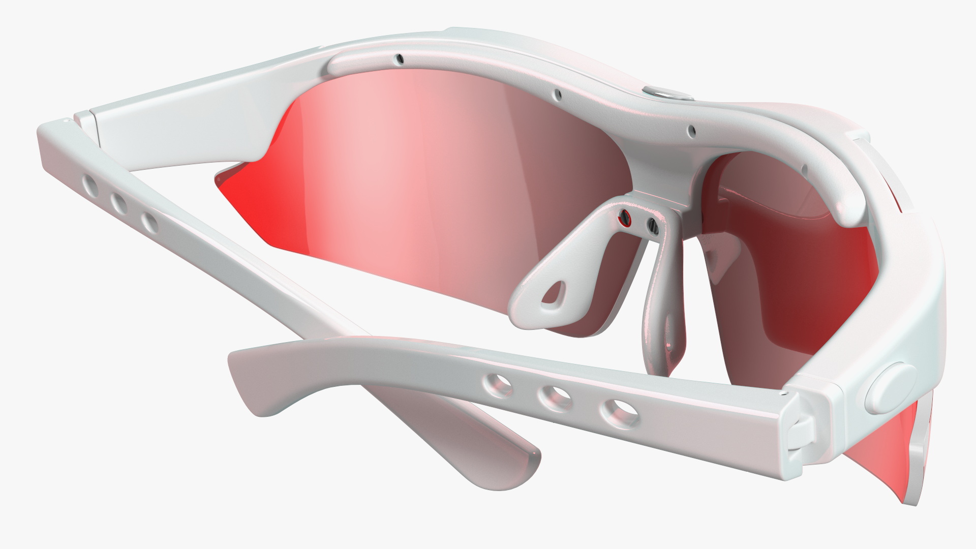 White Sport Sunglasses with Red Lenses Set 3D