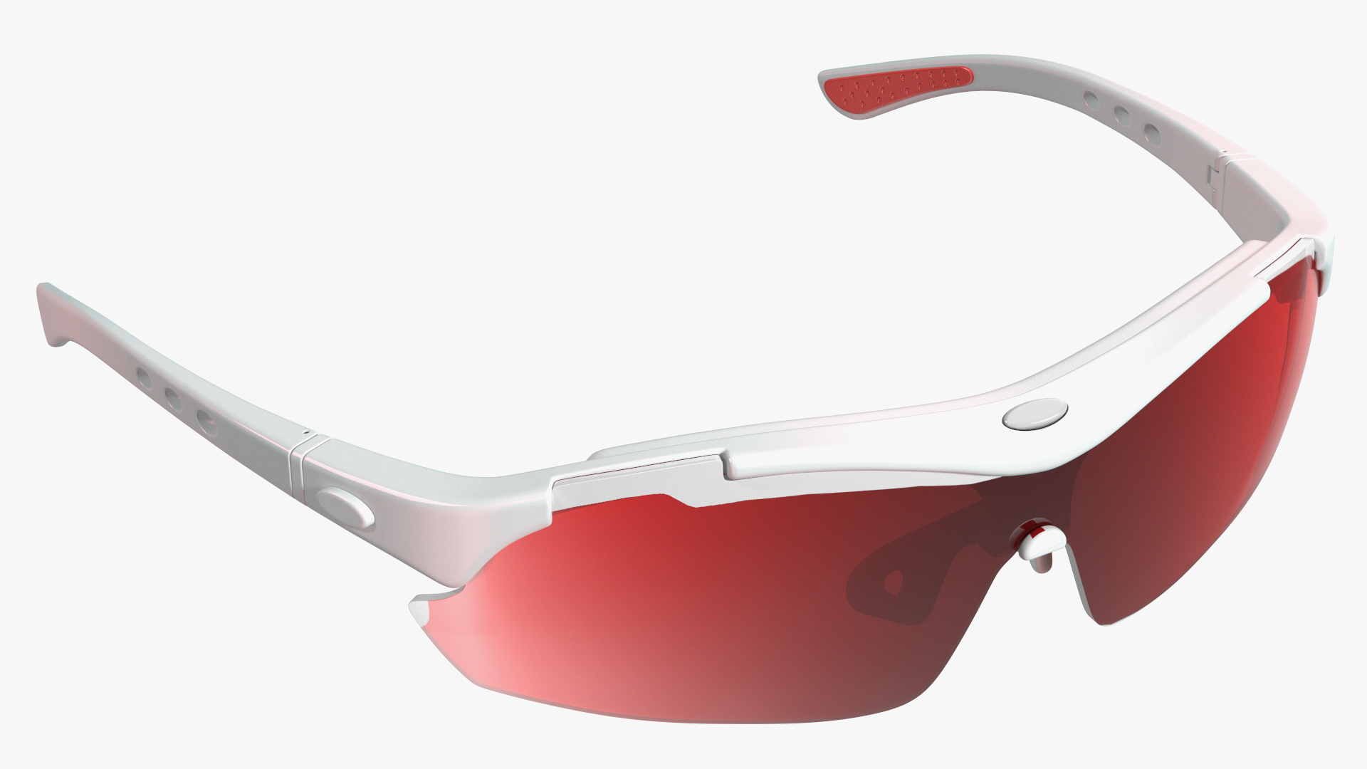 White Sport Sunglasses with Red Lenses Set 3D