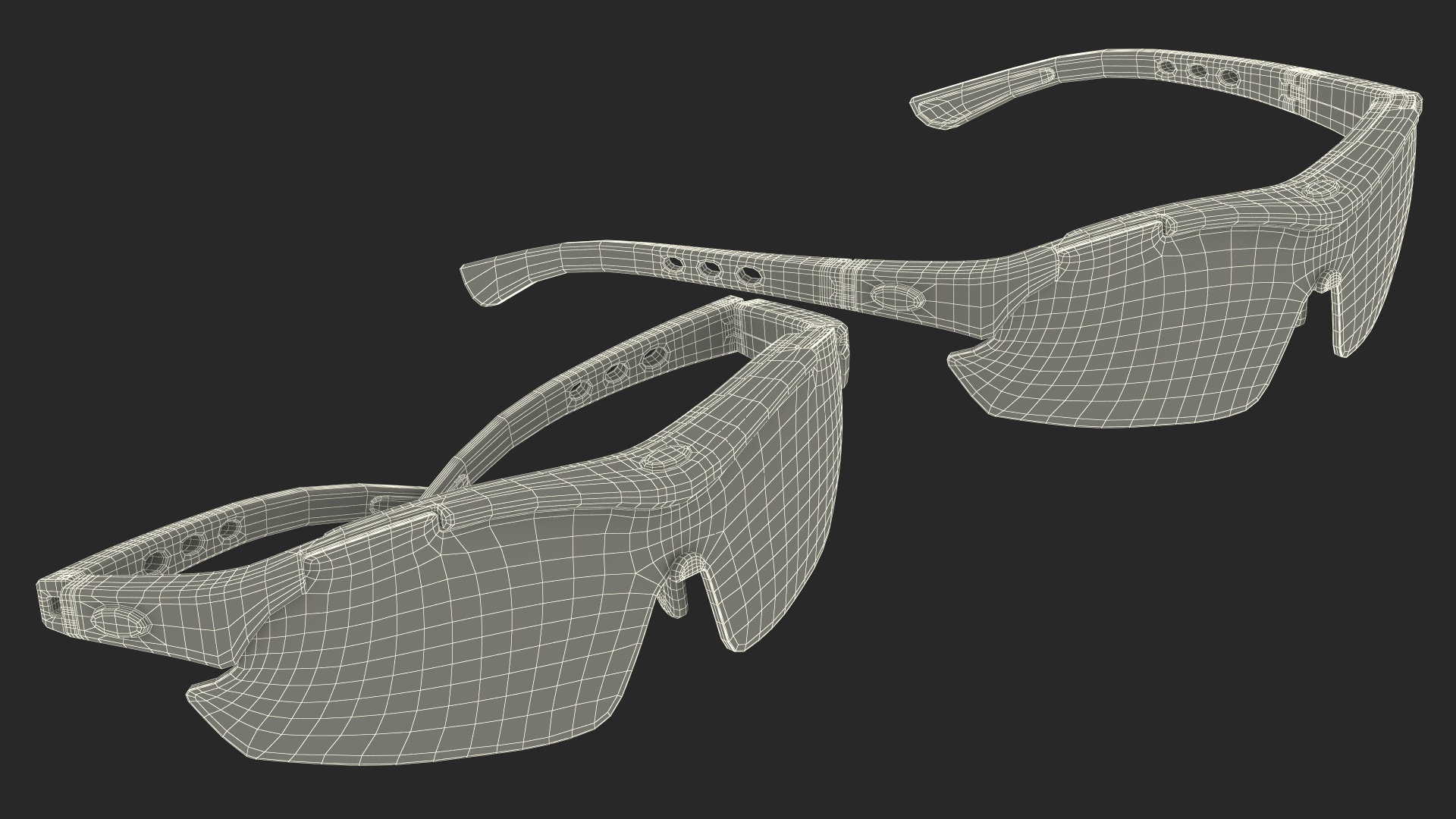 White Sport Sunglasses with Red Lenses Set 3D