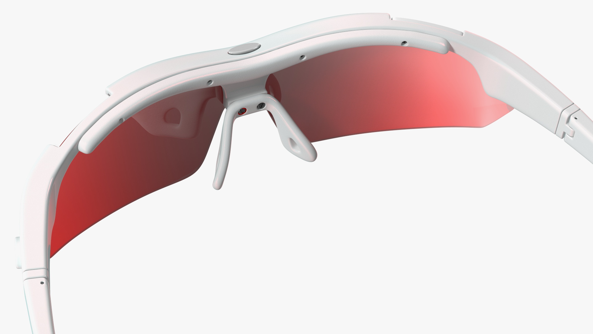 White Sport Sunglasses with Red Lenses Set 3D