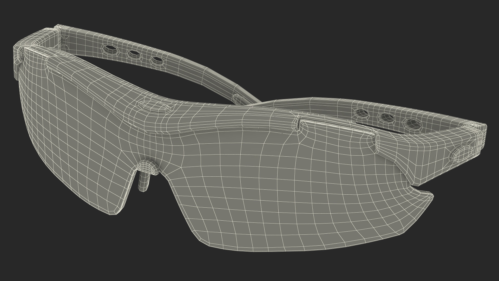 White Sport Sunglasses with Red Lenses Set 3D