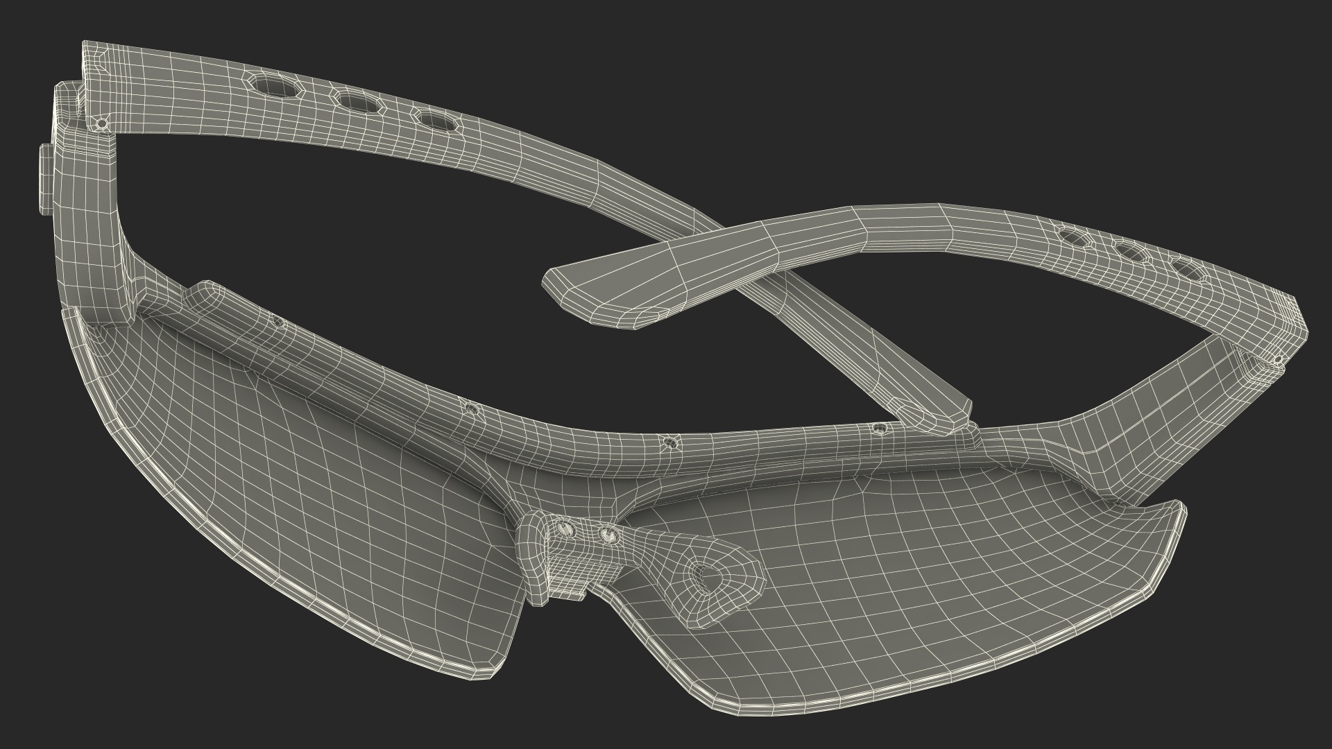 White Sport Sunglasses with Red Lenses Set 3D