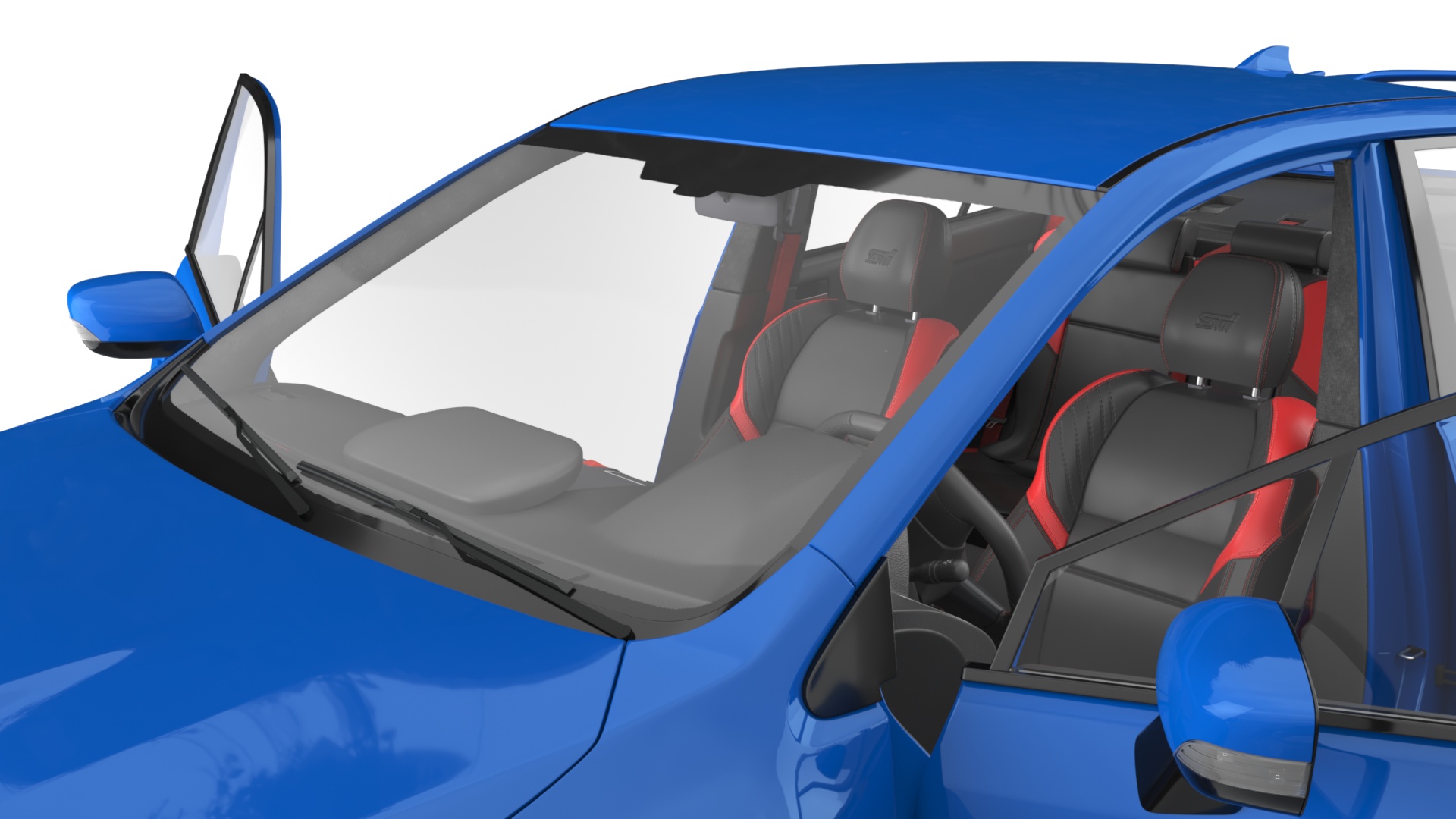 3D Subaru WRX 2021 Sedan Blue Rigged model