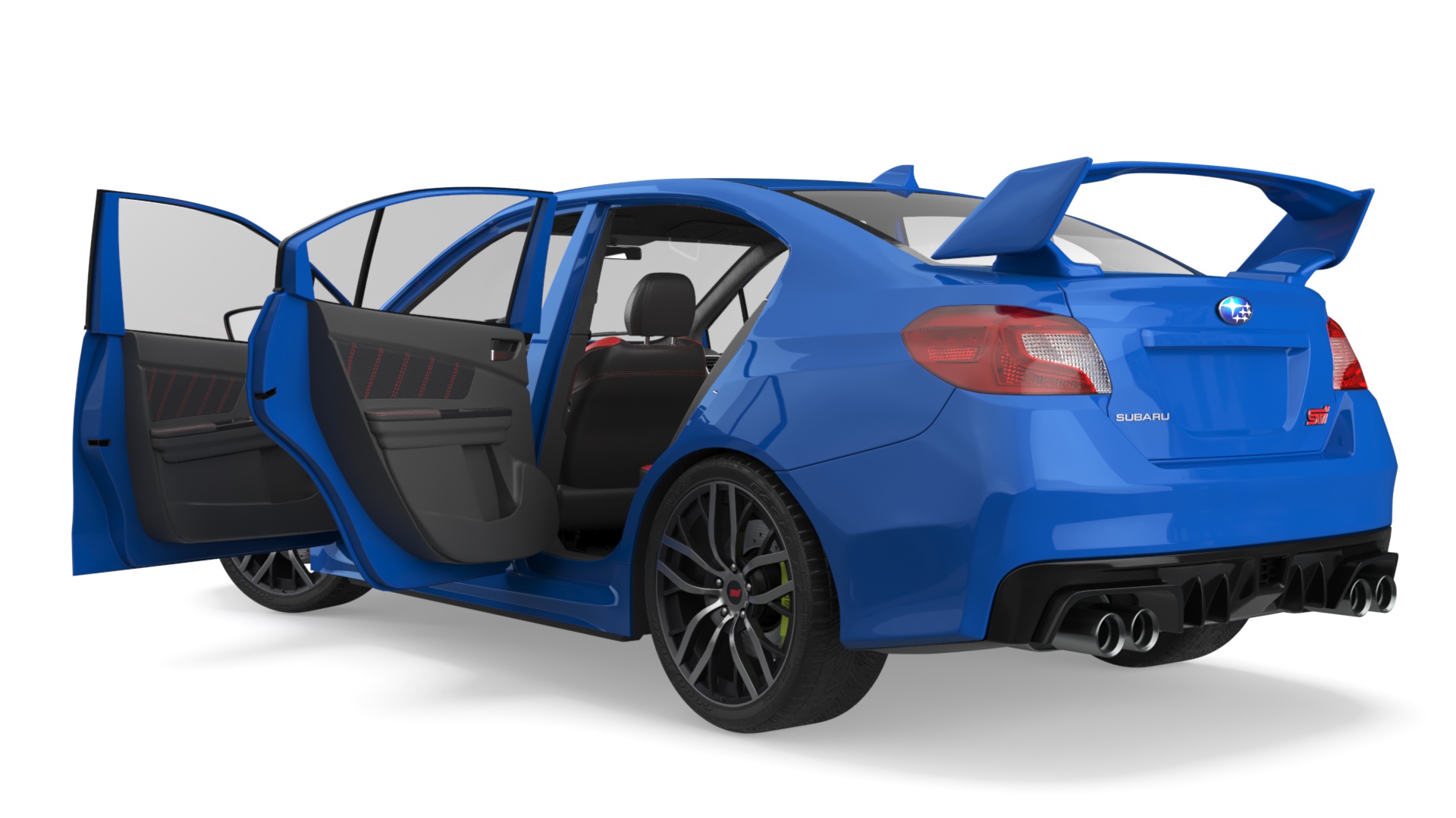 3D Subaru WRX 2021 Sedan Blue Rigged model