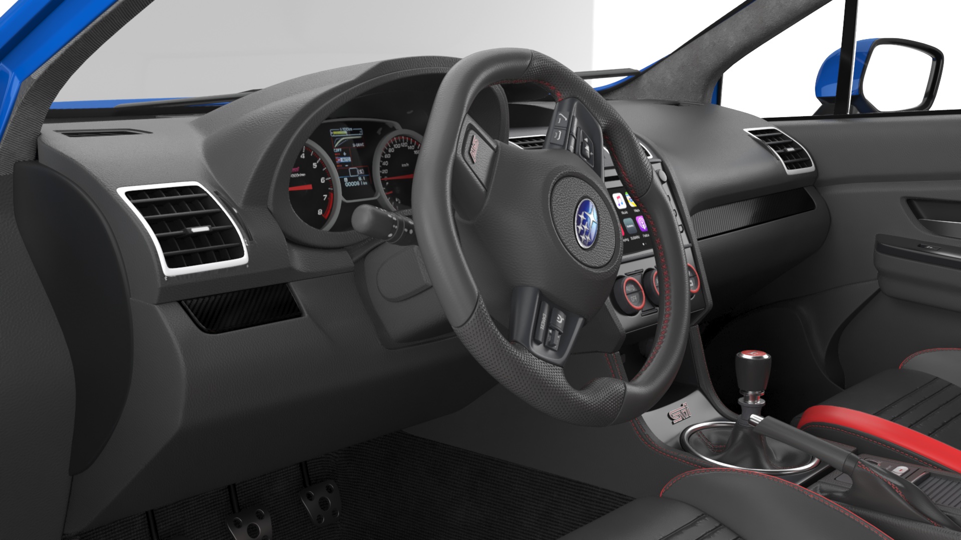 3D Subaru WRX 2021 Sedan Blue Rigged model