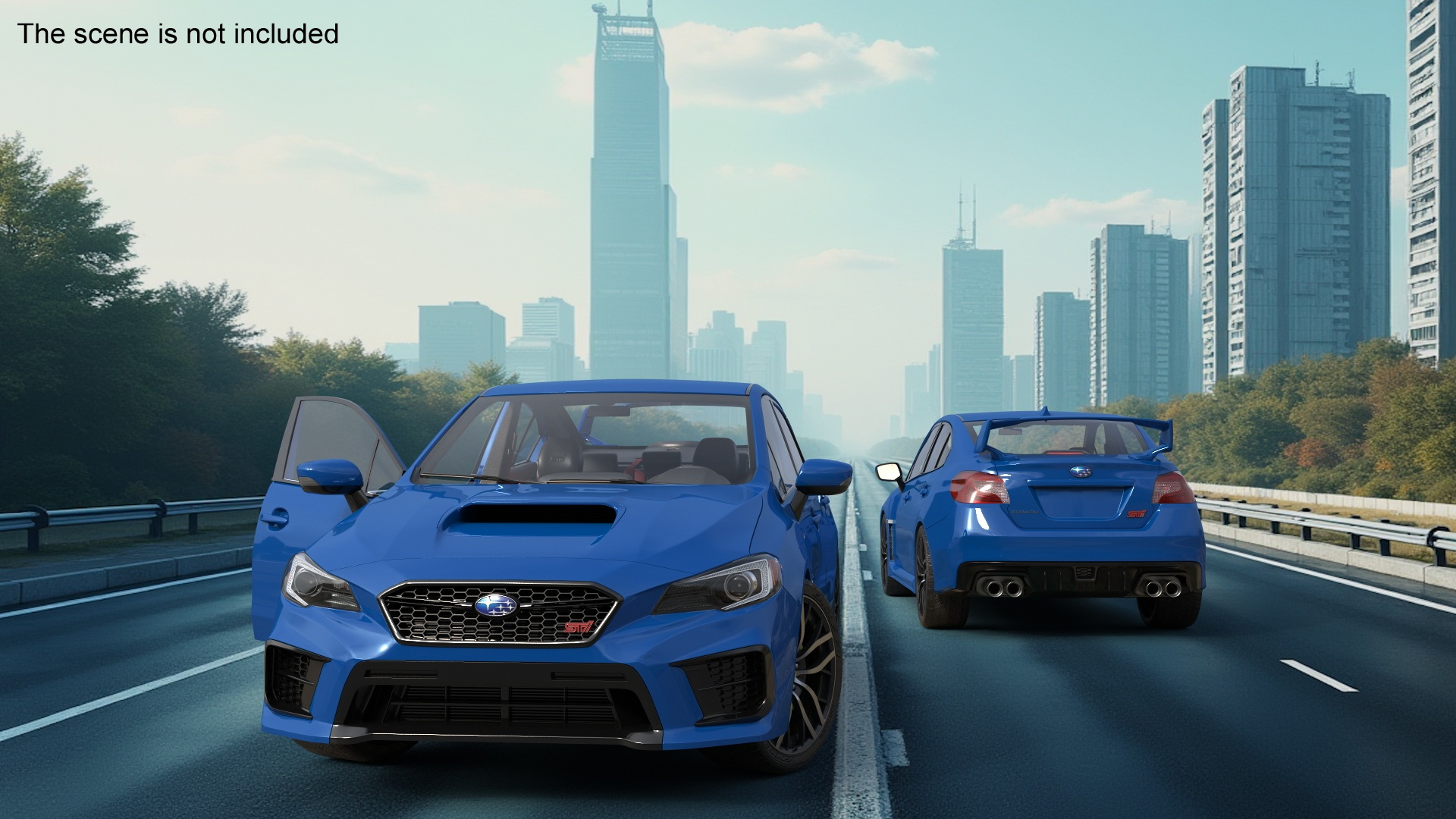 3D Subaru WRX 2021 Sedan Blue Rigged model