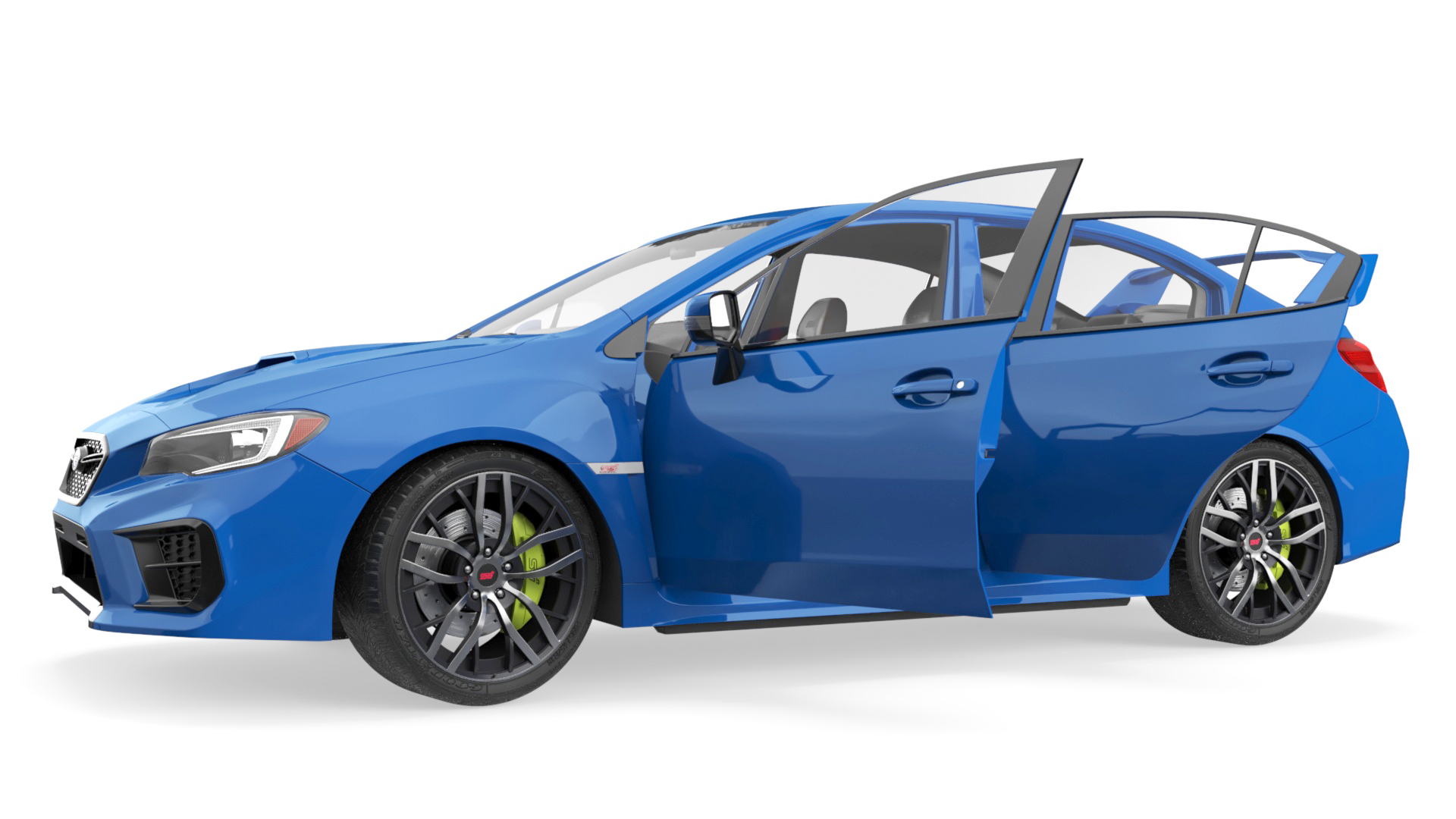 3D Subaru WRX 2021 Sedan Blue Rigged model
