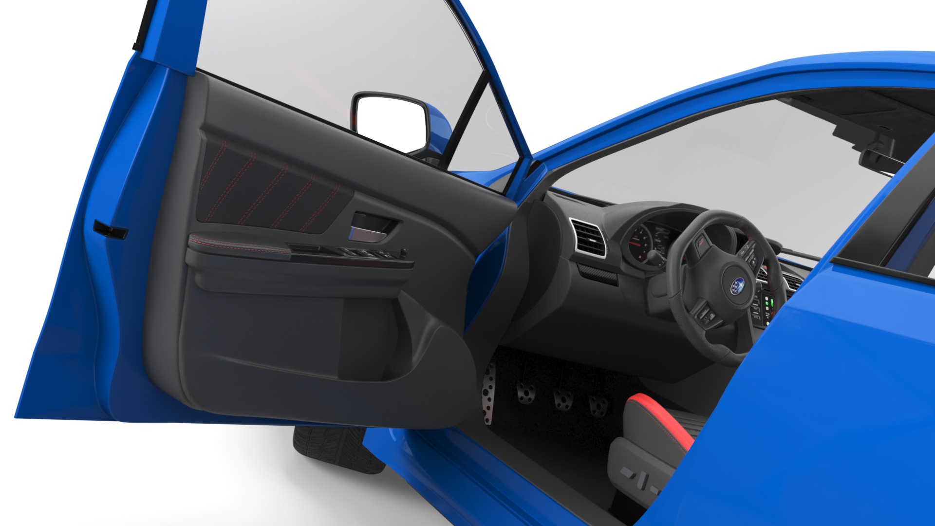 3D Subaru WRX 2021 Sedan Blue Rigged model