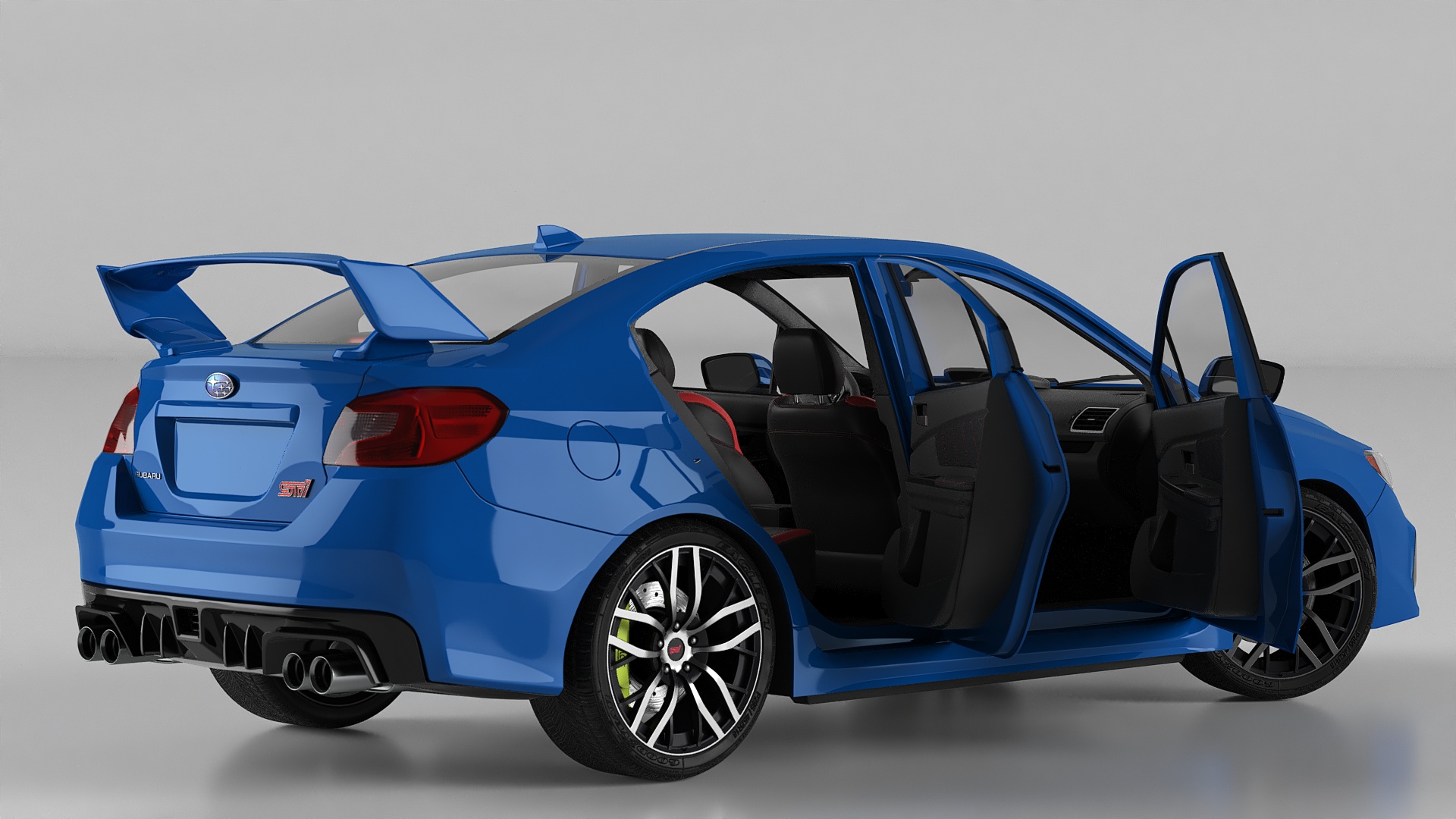 3D Subaru WRX 2021 Sedan Blue Rigged model