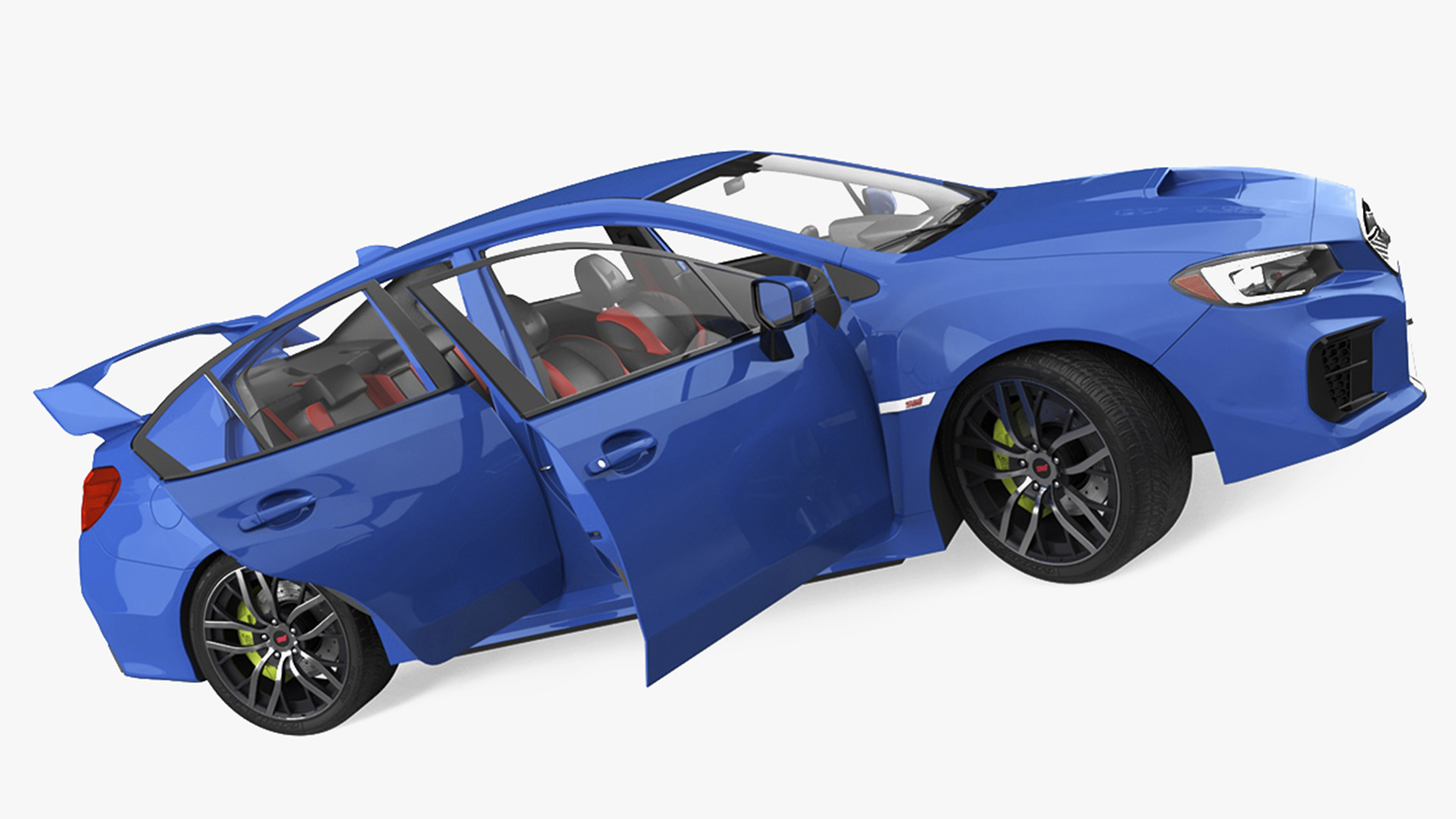 3D Subaru WRX 2021 Sedan Blue Rigged model