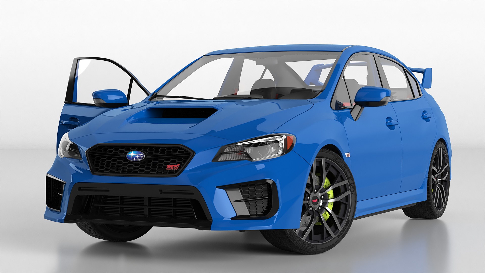 3D Subaru WRX 2021 Sedan Blue Rigged model
