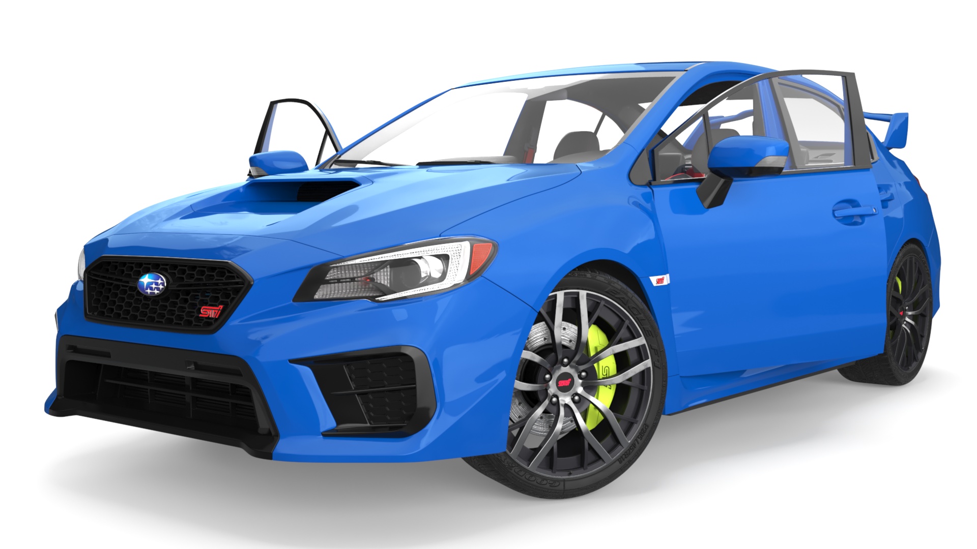 3D Subaru WRX 2021 Sedan Blue Rigged model