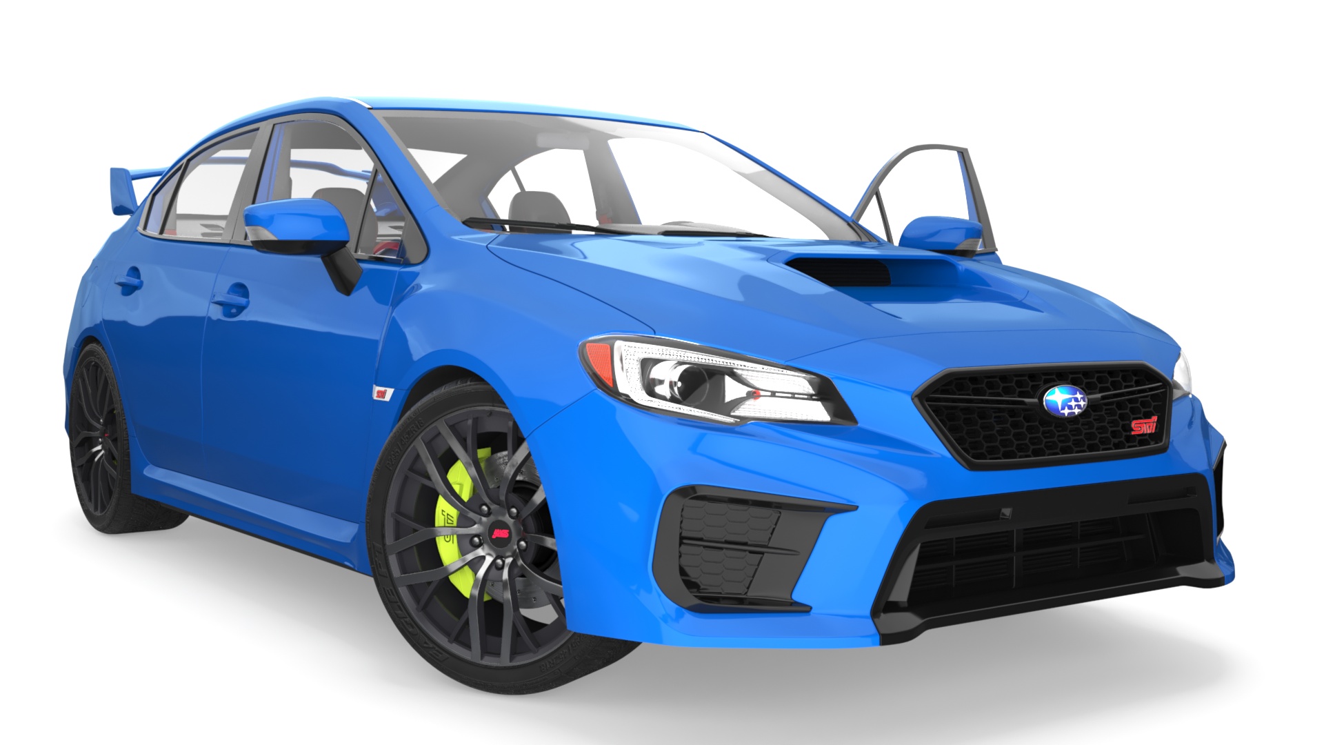 3D Subaru WRX 2021 Sedan Blue Rigged model