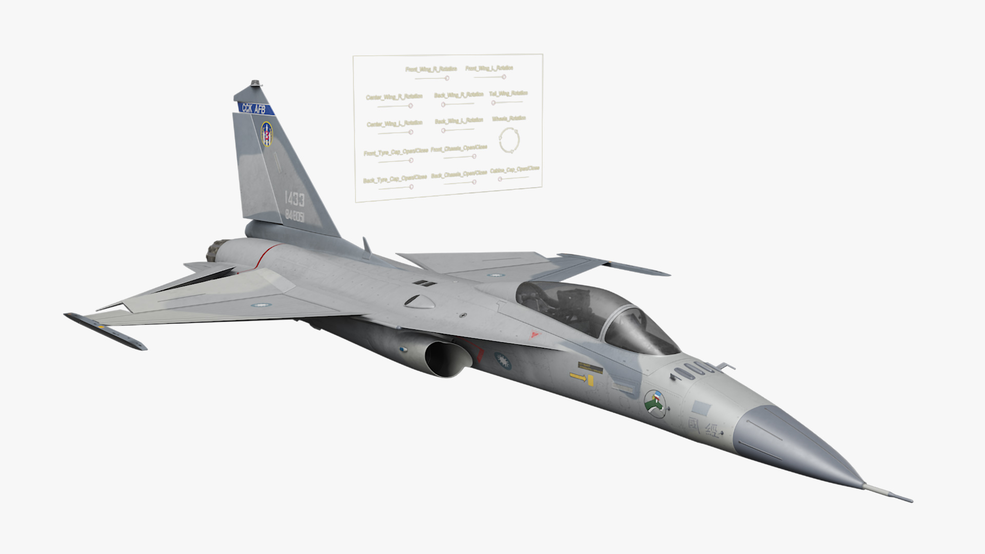 3D Unarmed Fighter Jet AIDC F-CK-1 Rigged model
