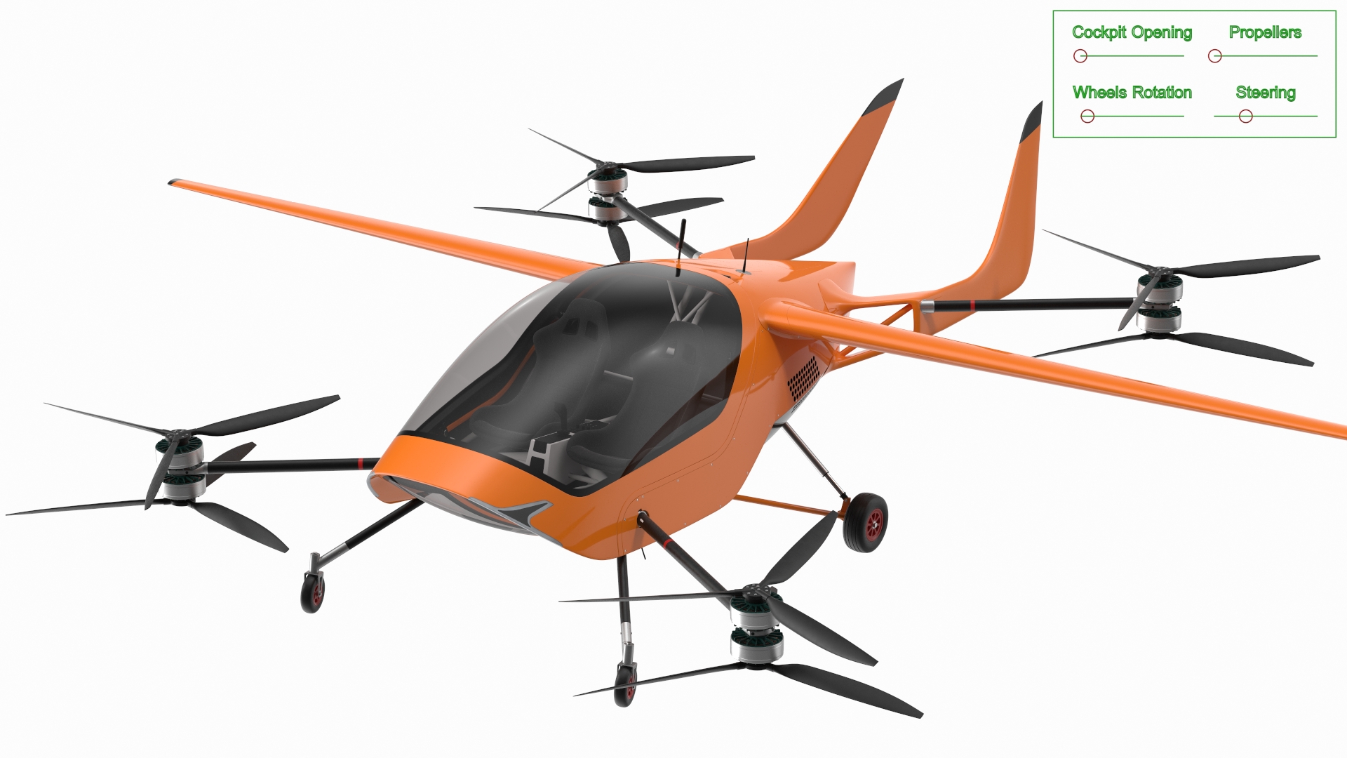 3D Sporty Two Seater Air Vehicle Rigged