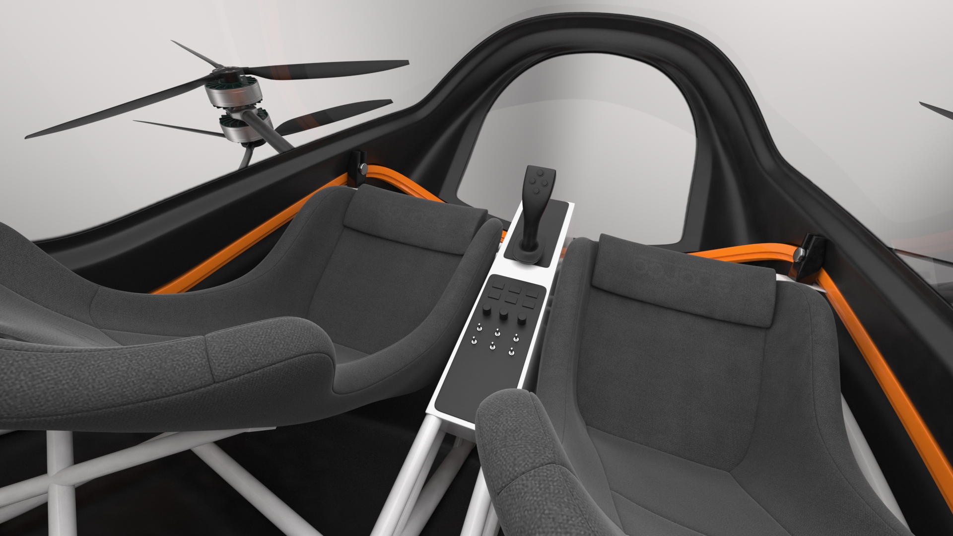 3D Sporty Two Seater Air Vehicle Rigged