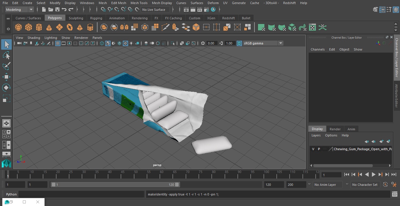 Chewing Gum Package Open with Pads 3D model