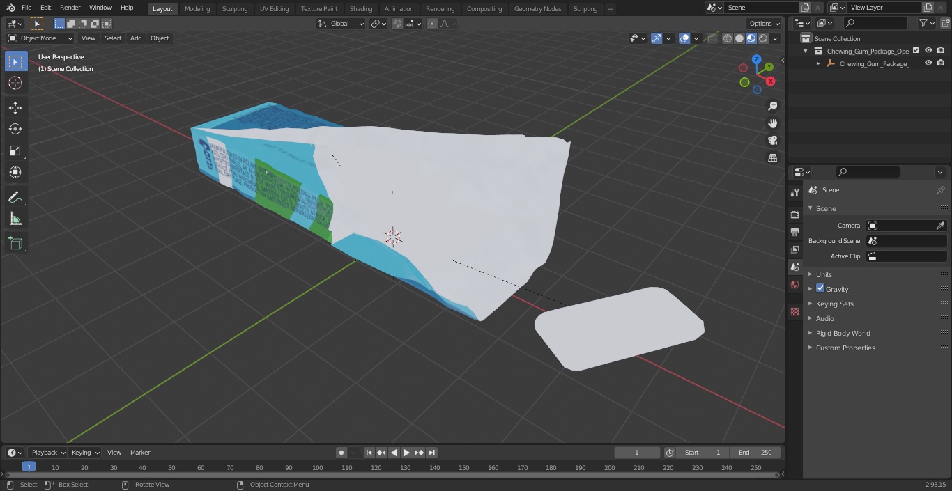 Chewing Gum Package Open with Pads 3D model