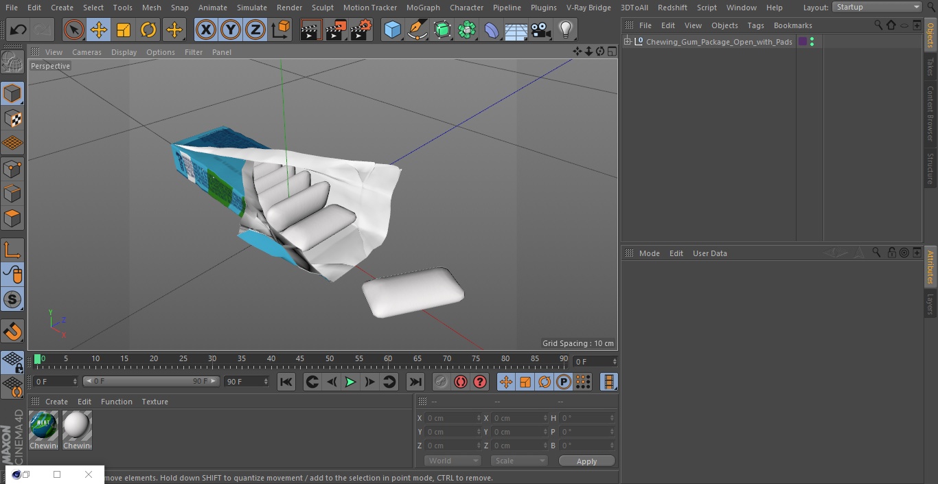 Chewing Gum Package Open with Pads 3D model