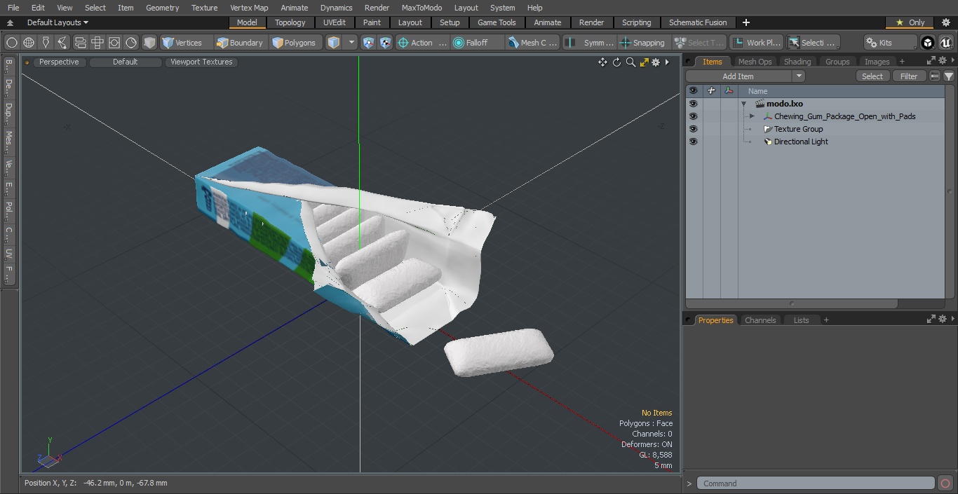 Chewing Gum Package Open with Pads 3D model