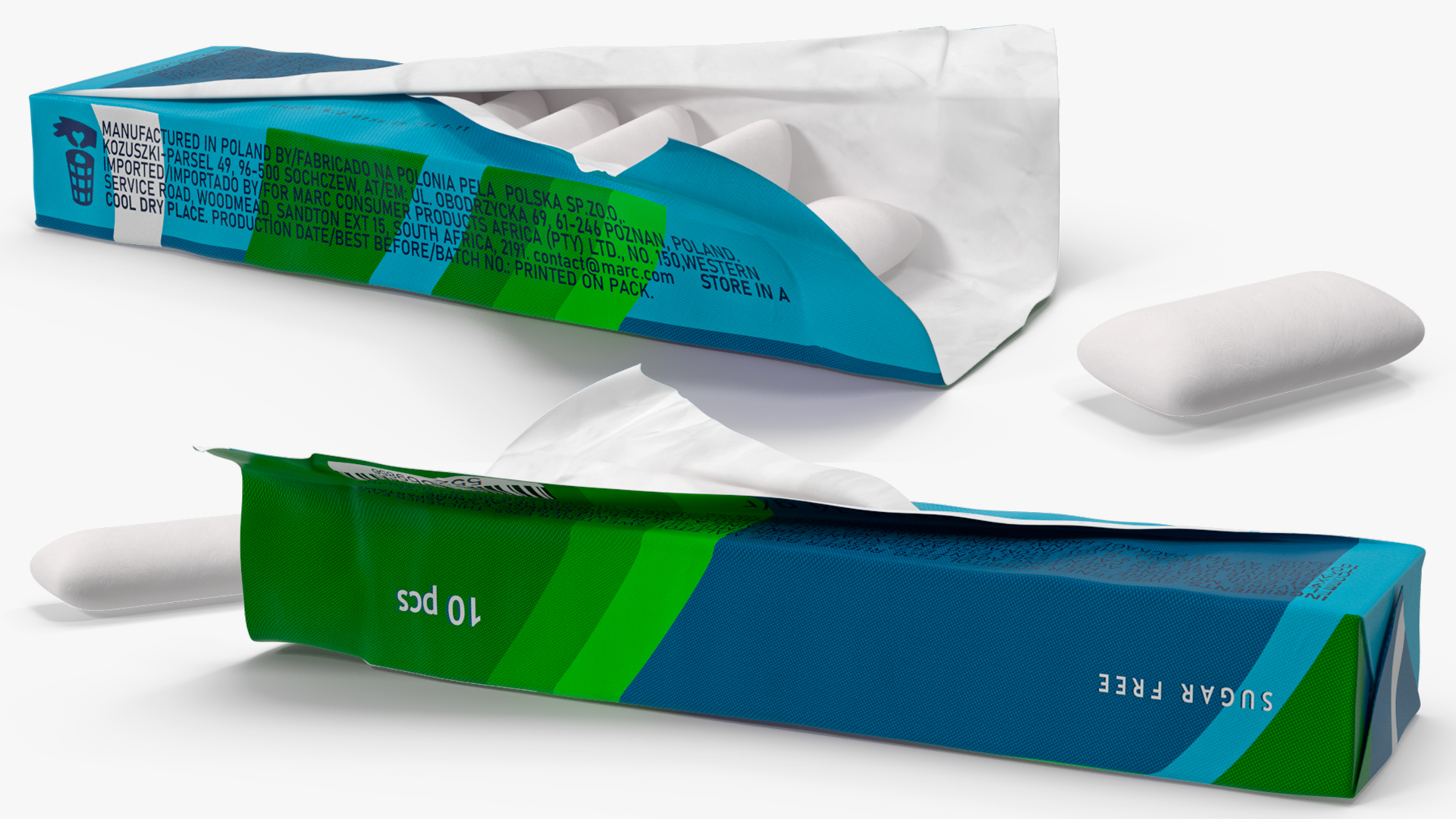 Chewing Gum Package Open with Pads 3D model