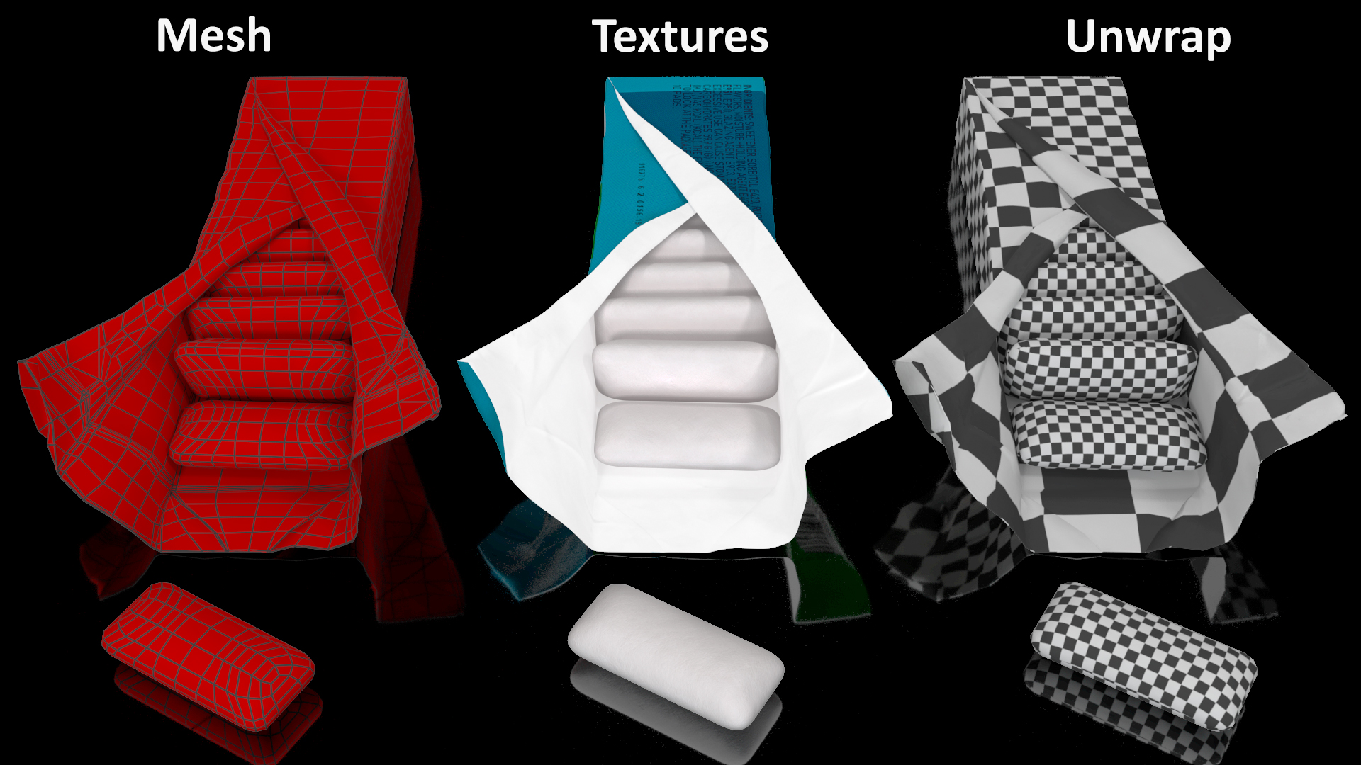 Chewing Gum Package Open with Pads 3D model