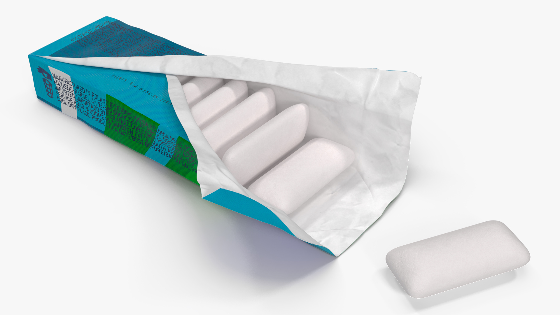 Chewing Gum Package Open with Pads 3D model