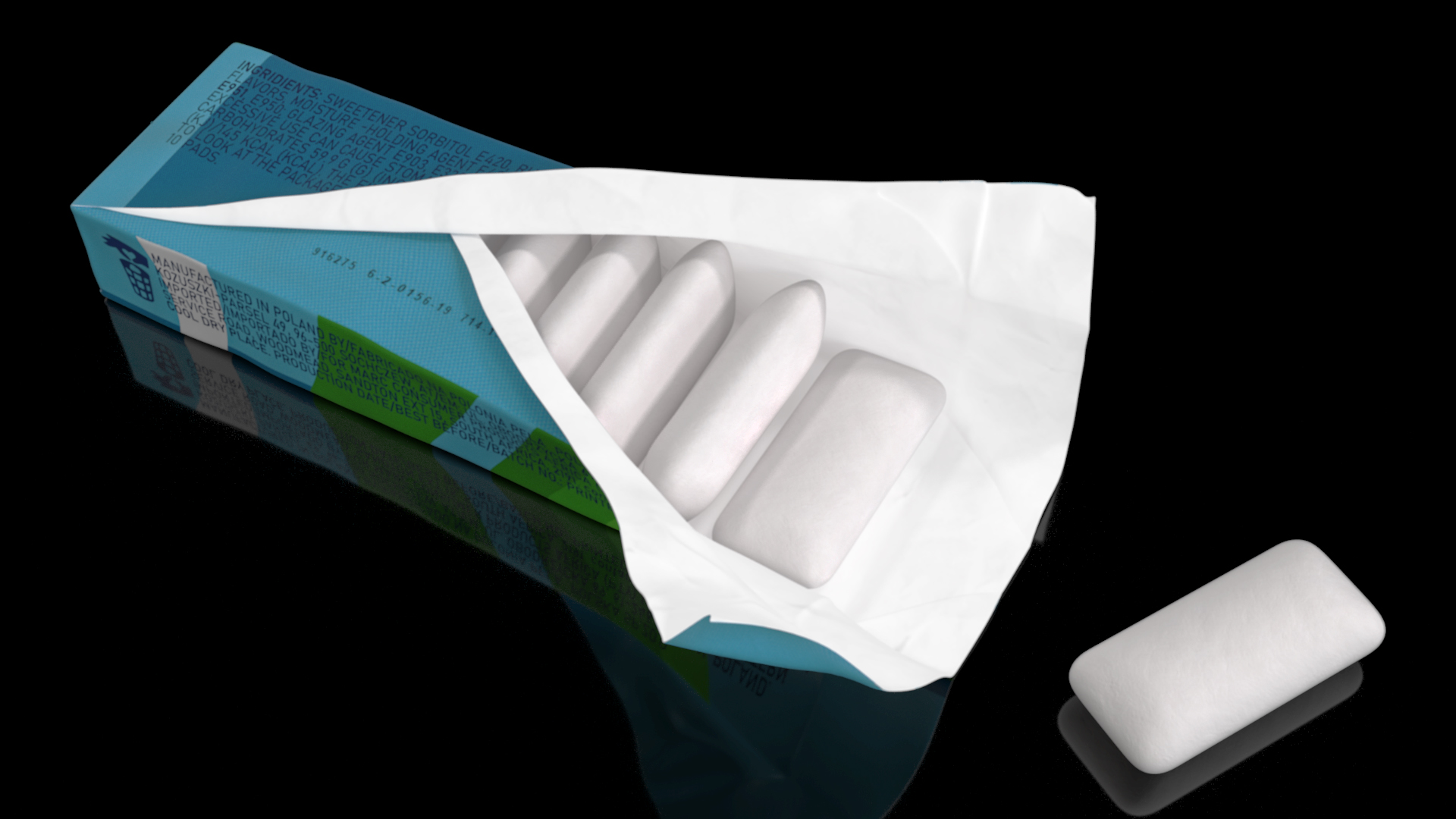 Chewing Gum Package Open with Pads 3D model