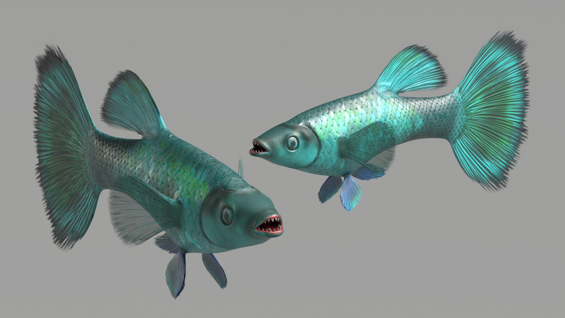 Guppy Fish Malachite Rigged 3D