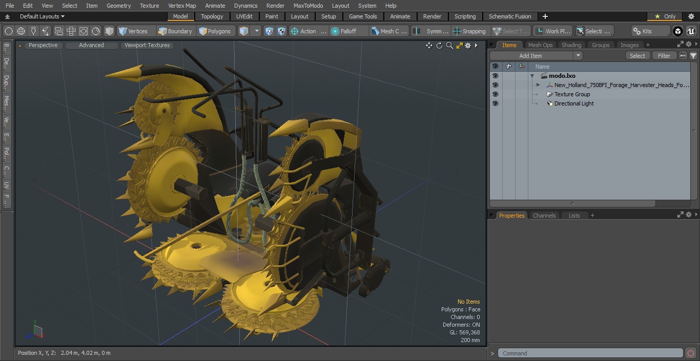 New Holland 750BFI Forage Harvester Heads Folded Old 3D