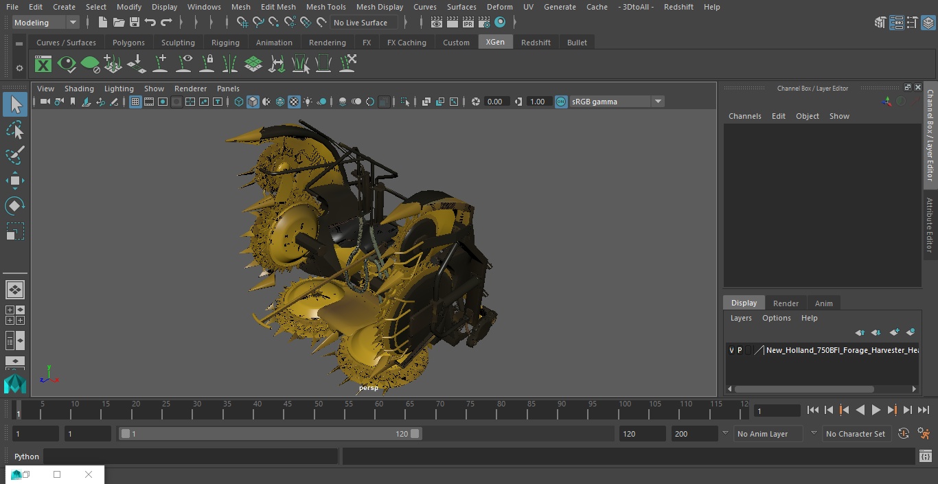 New Holland 750BFI Forage Harvester Heads Folded Old 3D
