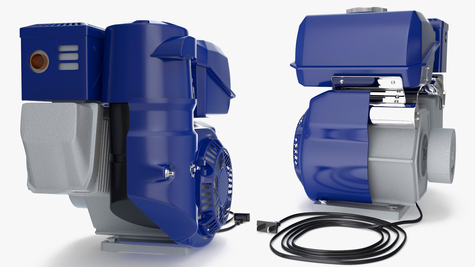 3D Horizontal Electric Start Gasoline Engine Blue